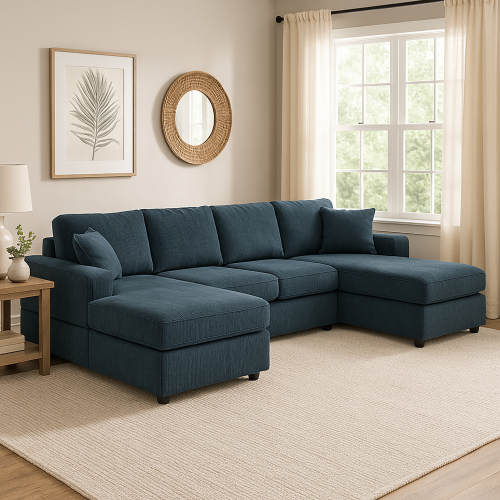 Amura 3 Piece Corduroy Double-Chaise Sectional