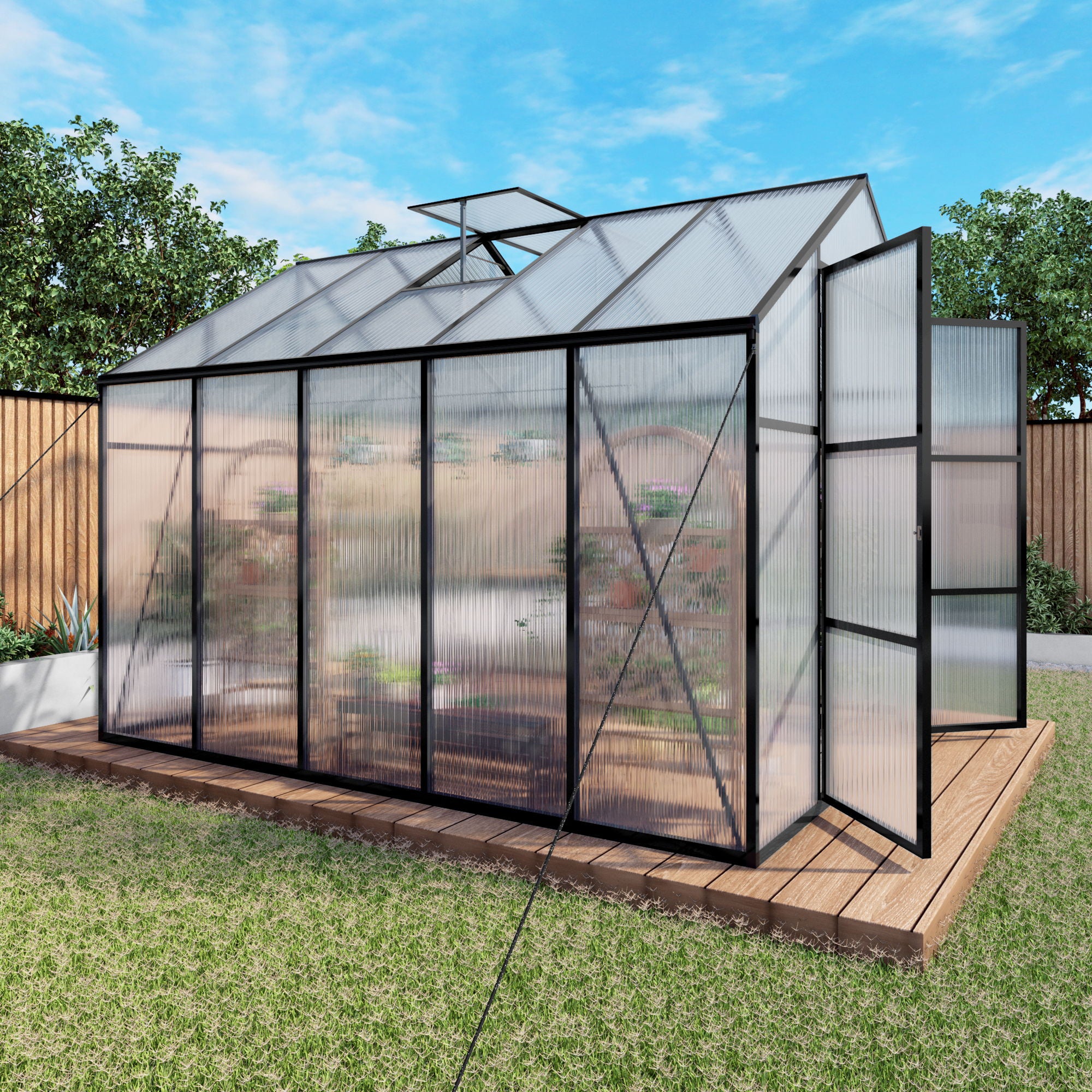 Gain Height Windproof Greenhouse All Season Outdoor Garden Shelter