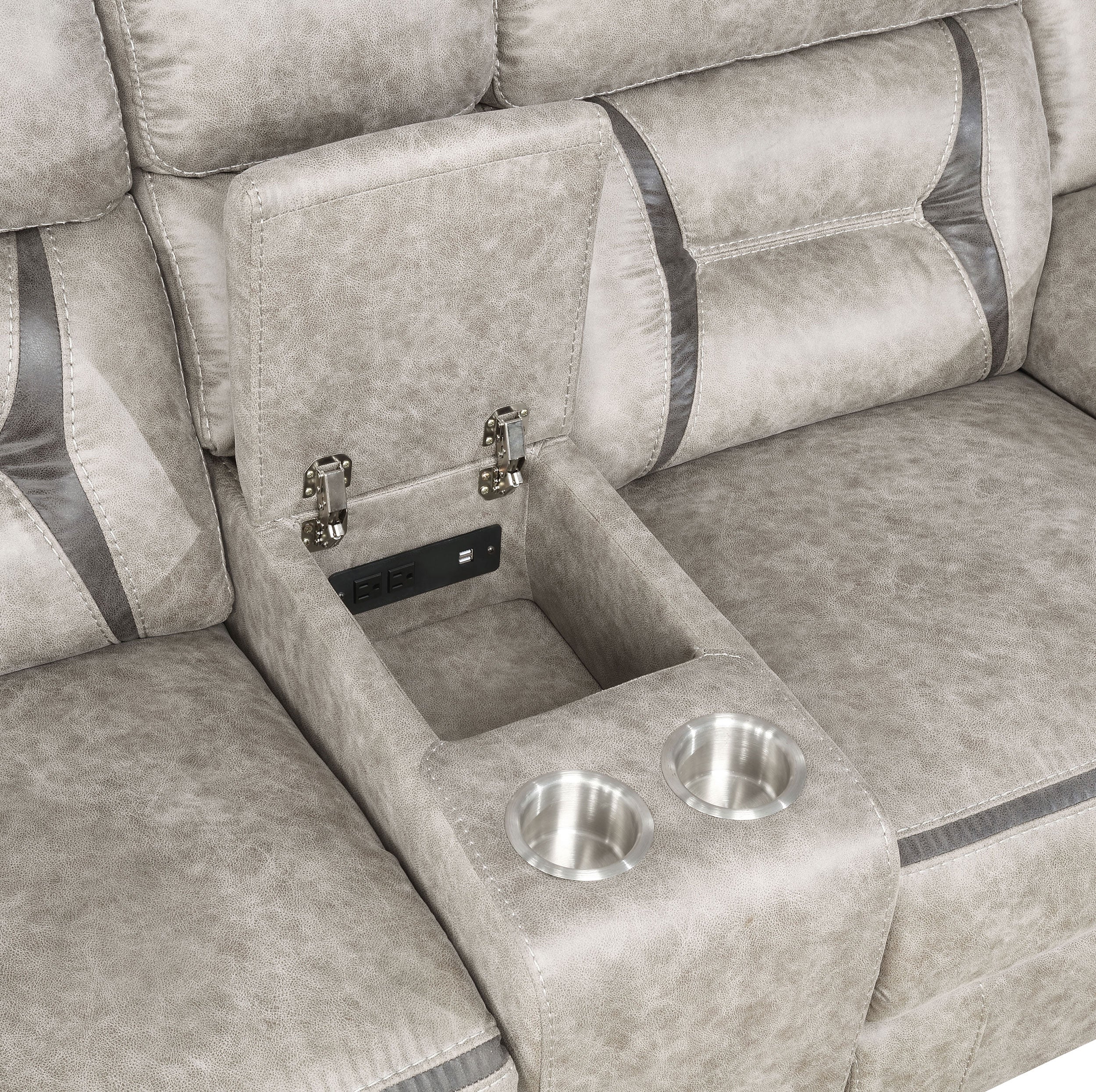 Greer Upholstered Motion Reclining Loveseat Taupe-CoasterEveryday