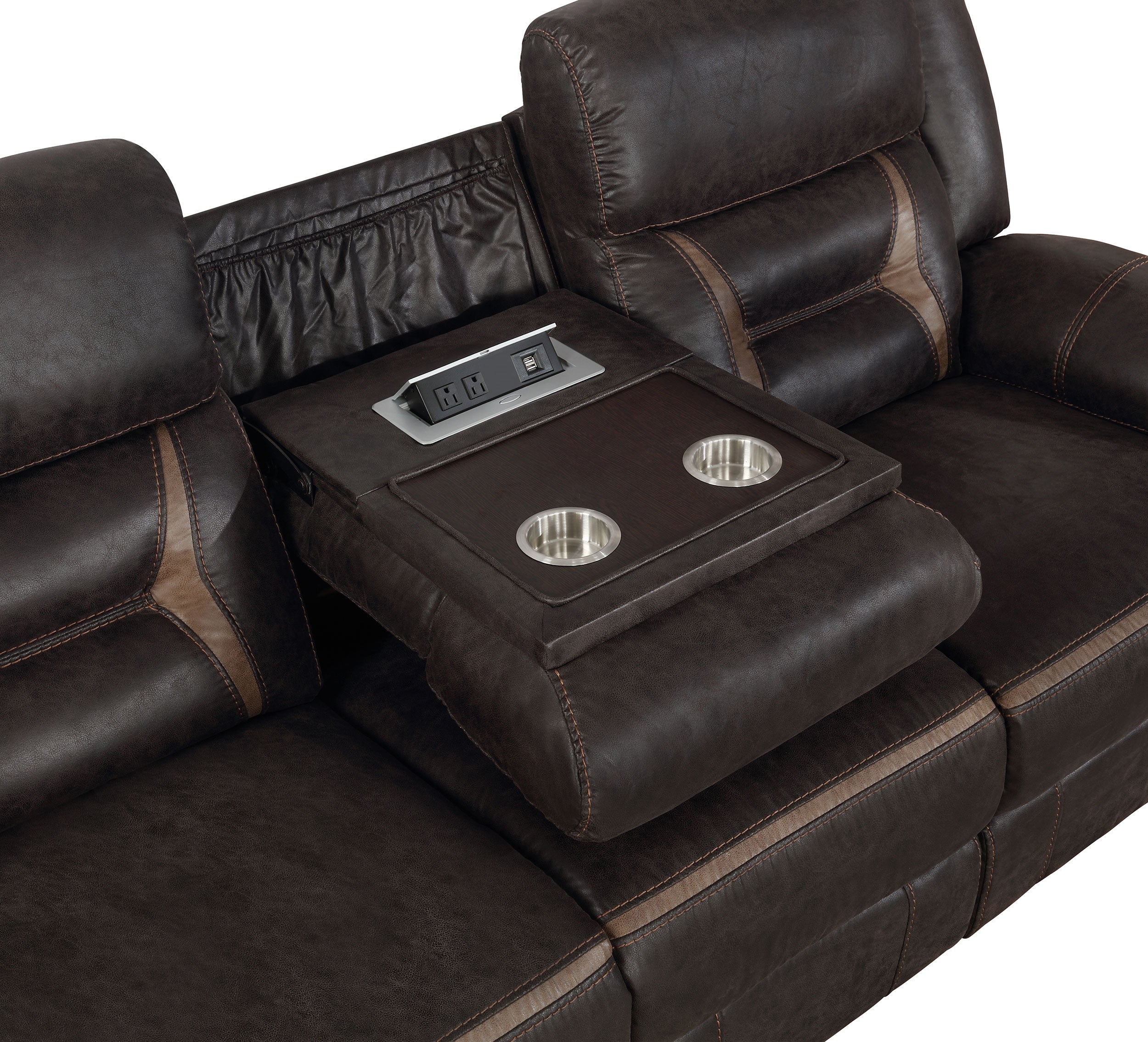 Greer Upholstered Motion Reclining Sofa Brown-CoasterEveryday