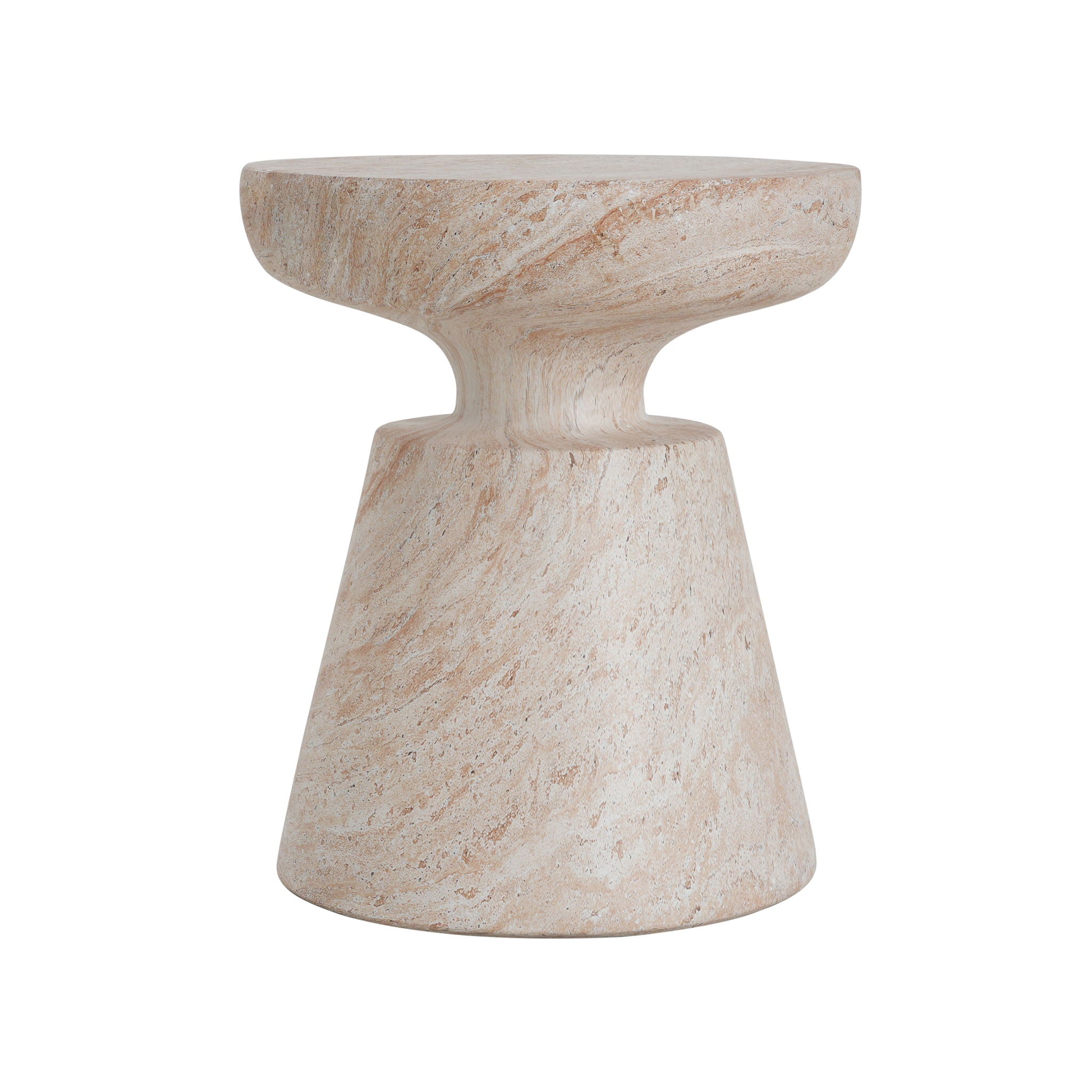 Outdoor / Indoor Lightweight Concrete Side Table, Travertine - Beige