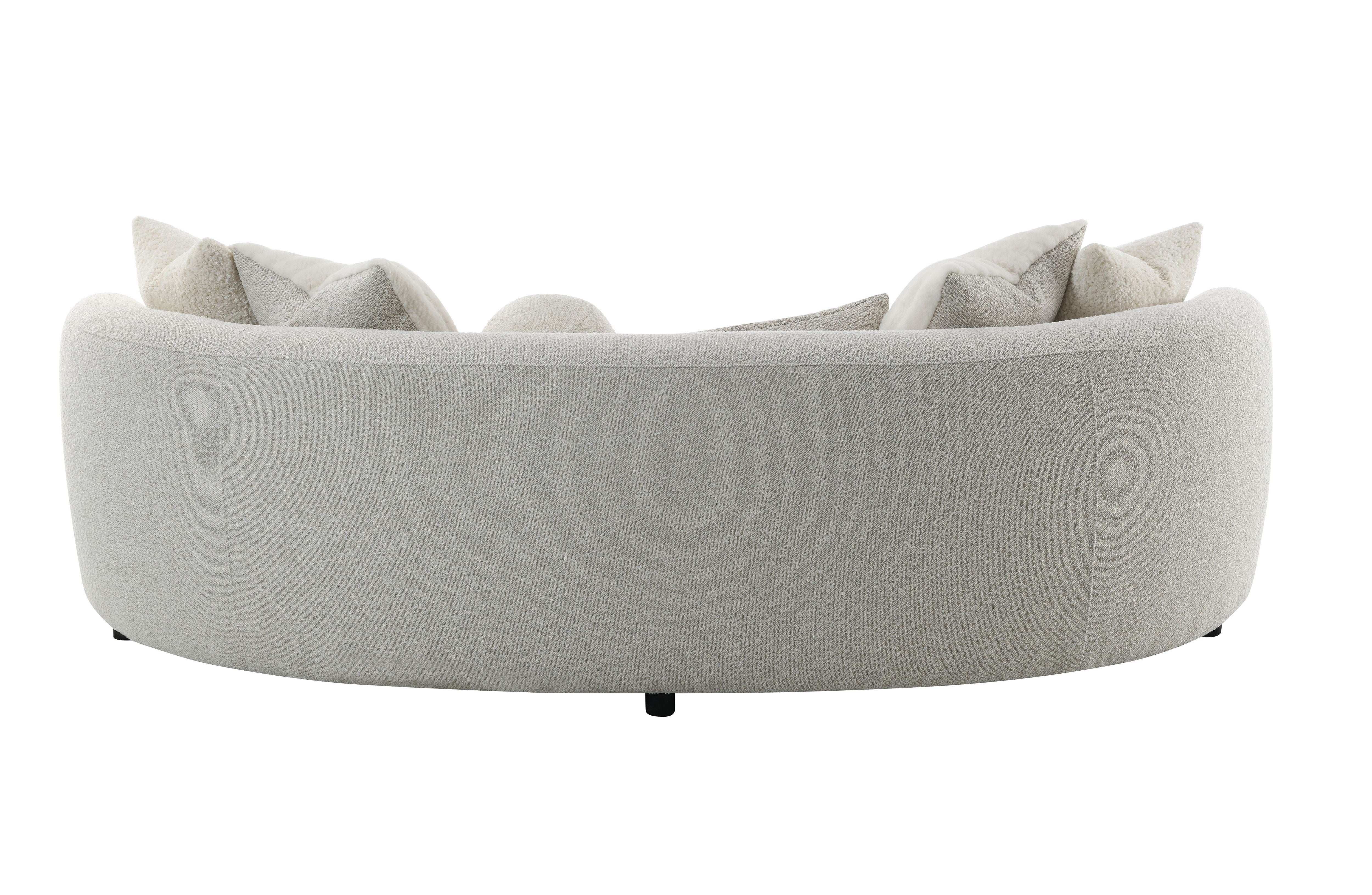 Iniko - Boucle Sofa With Toss Pillows - Beige - Best Buy Furniture
