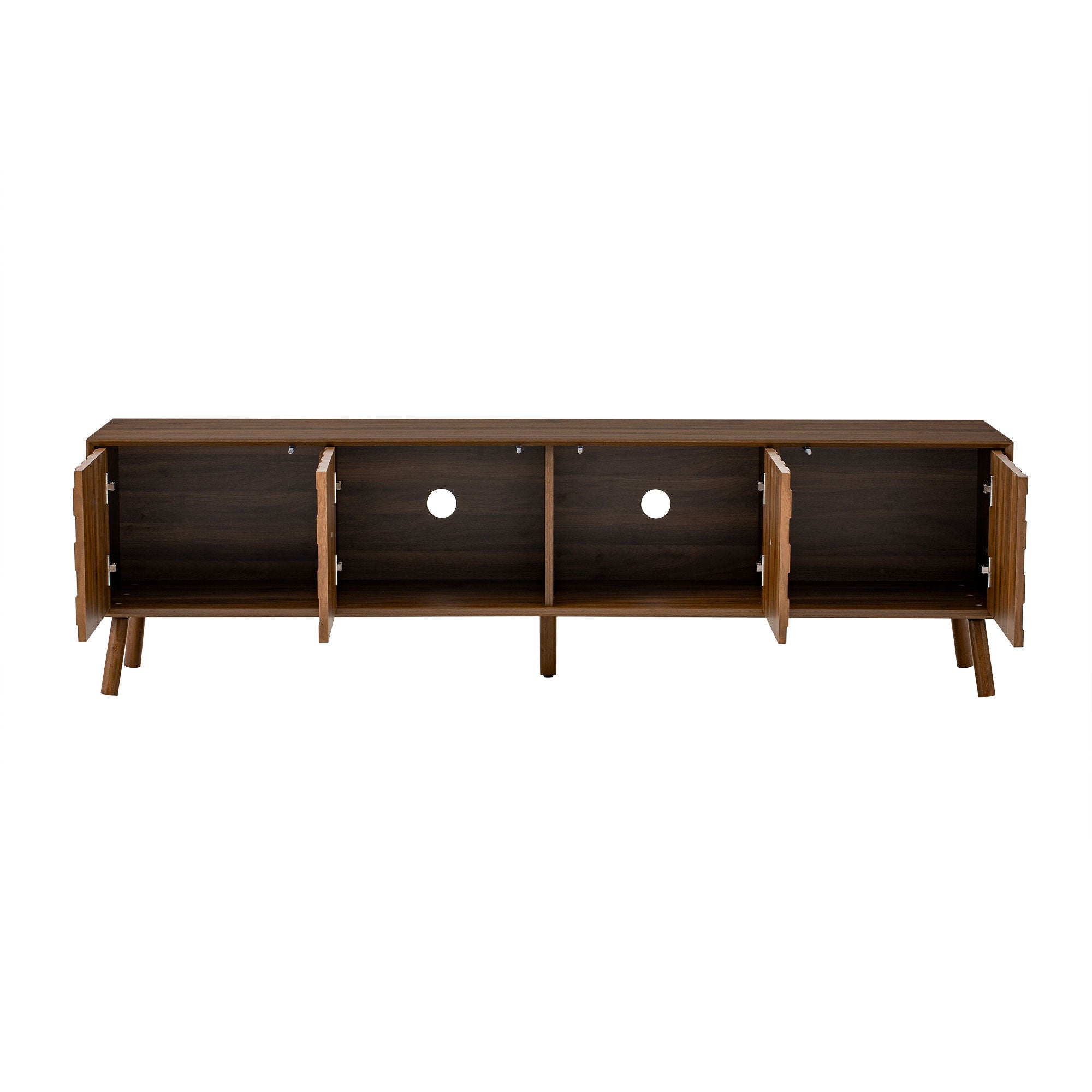 TV Stand With Soft Closing Hinges And Cable Management - Walnut