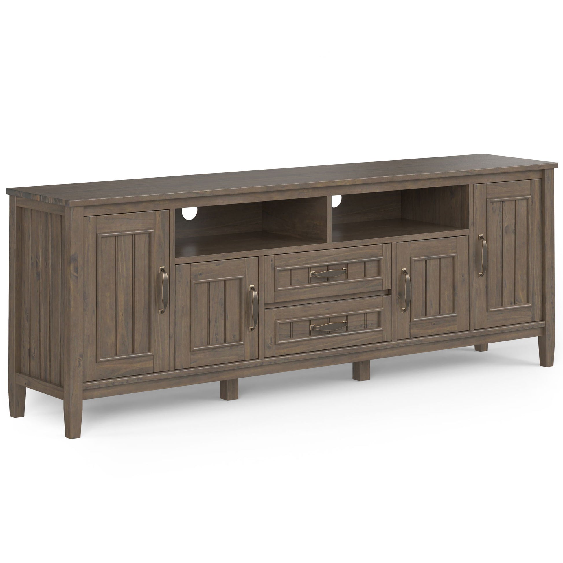 Lev - Handcrafted TV Media Stand - Smoky Brown - Best Buy Furniture