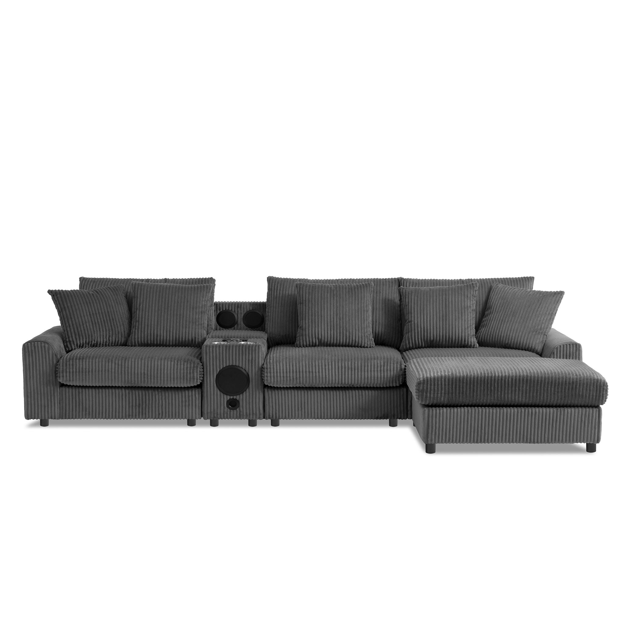 Sectional With Bluetooth Speakers L Shaped Couch With Console USB Charger, Cup Holders Storage Ottoman Deep And Wide Seat Cloud Sofa - Best Buy Furniture
