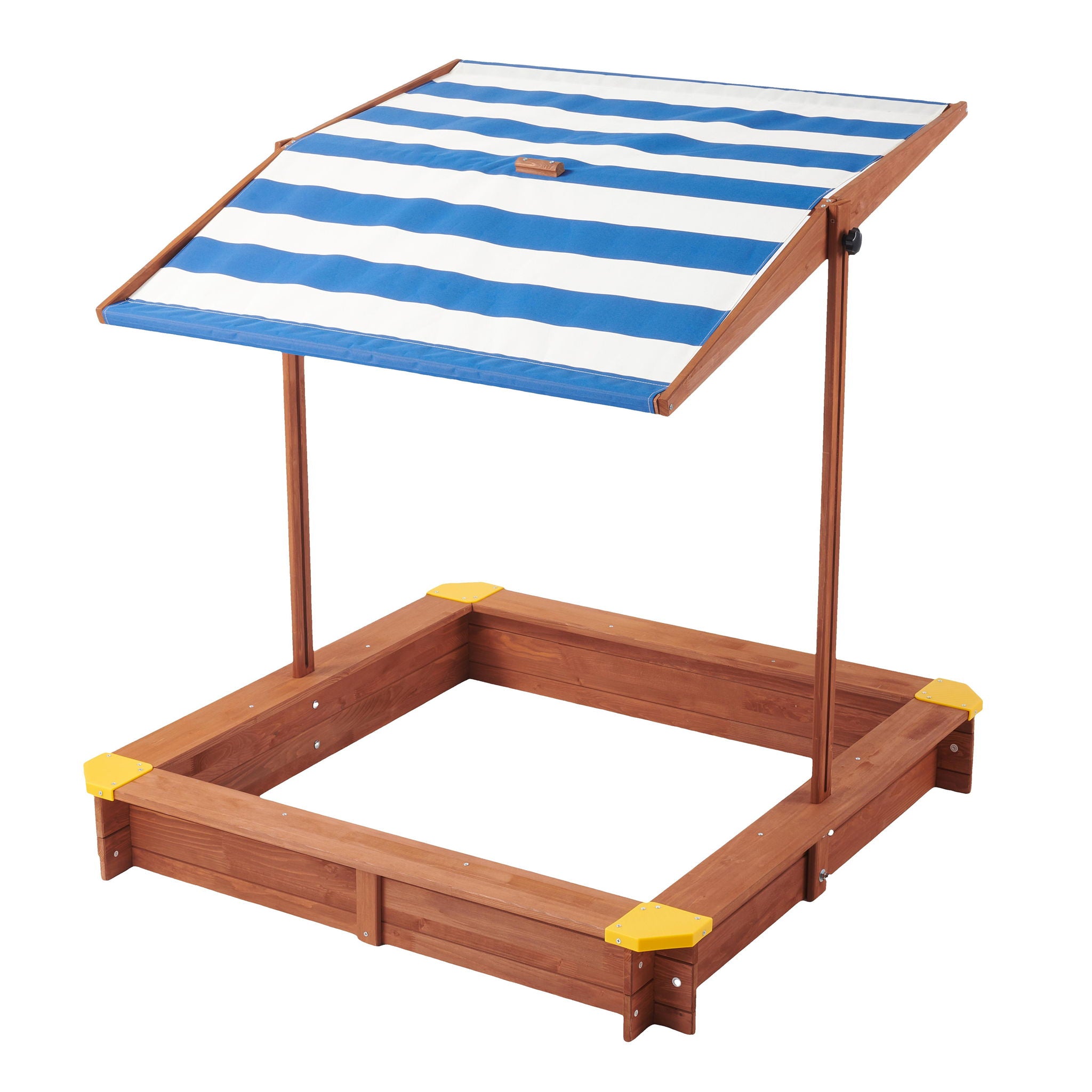 Kids Sandbox With Cover, Sand Box With Adjustable Canopy, Large Outdoor Cedar Sandpit For Backyard Play - Reddish Brown