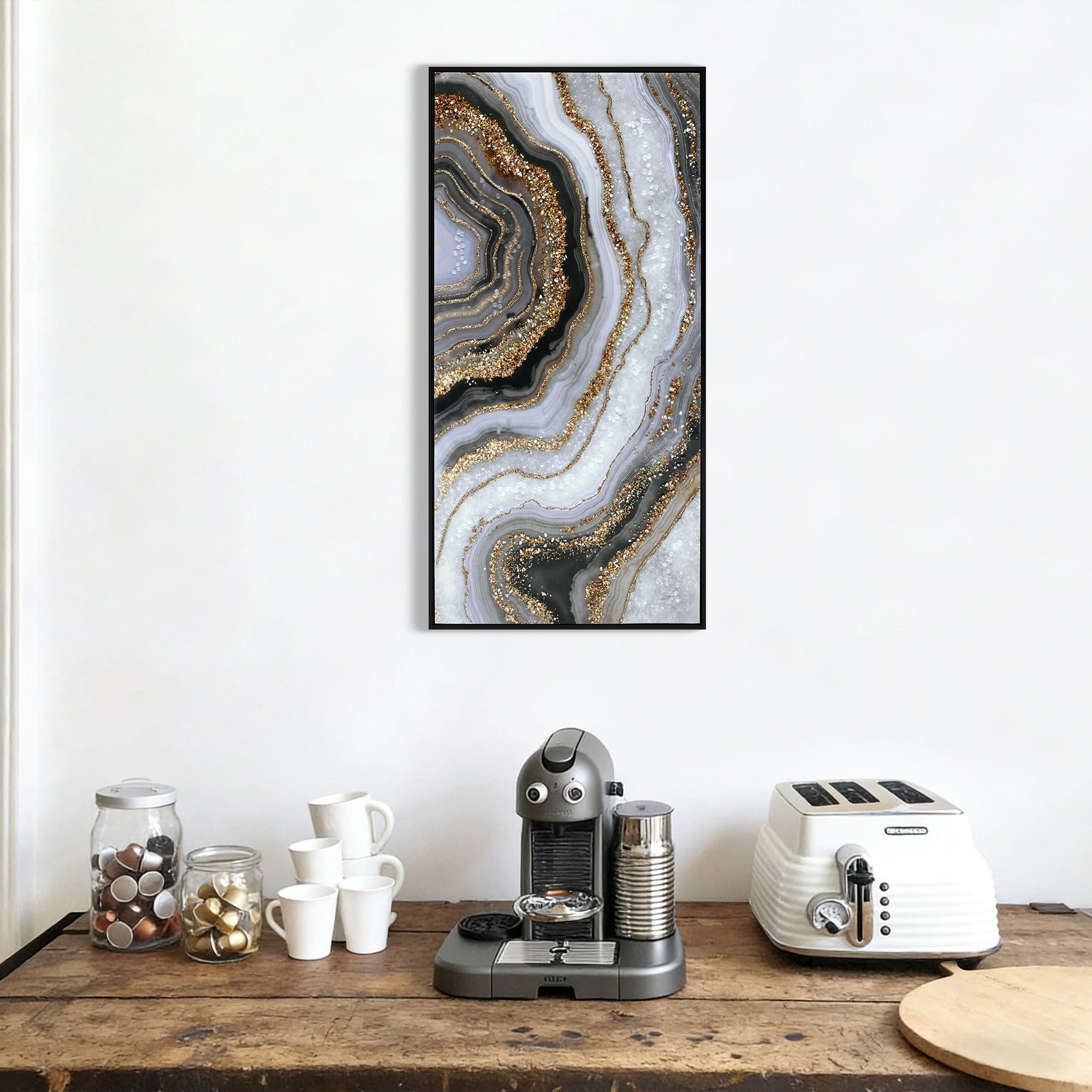 Canvas Painting Wall Art Framed, Artwork Decor, Picture Marble Print Paintings For Living Room - Frosted Glass / Gold