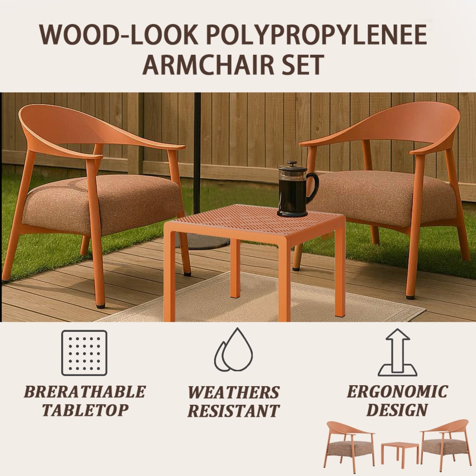Furniture Set With Seat Cushions, Sturdy And Durable