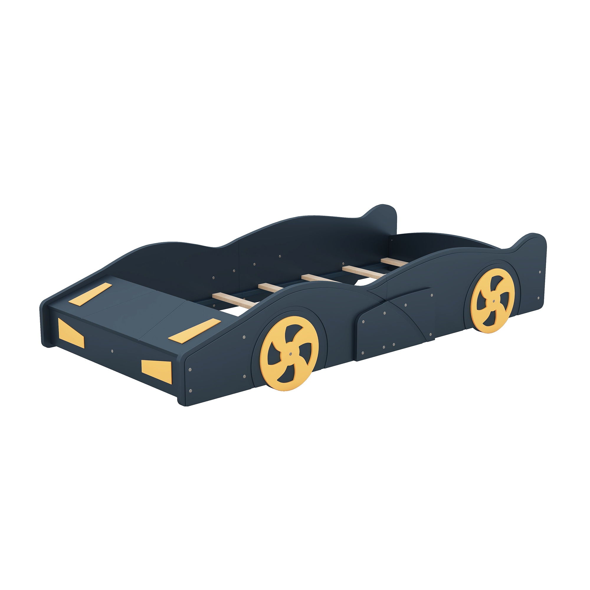 Race Car Shaped Platform Bed With Wheels And Storage
