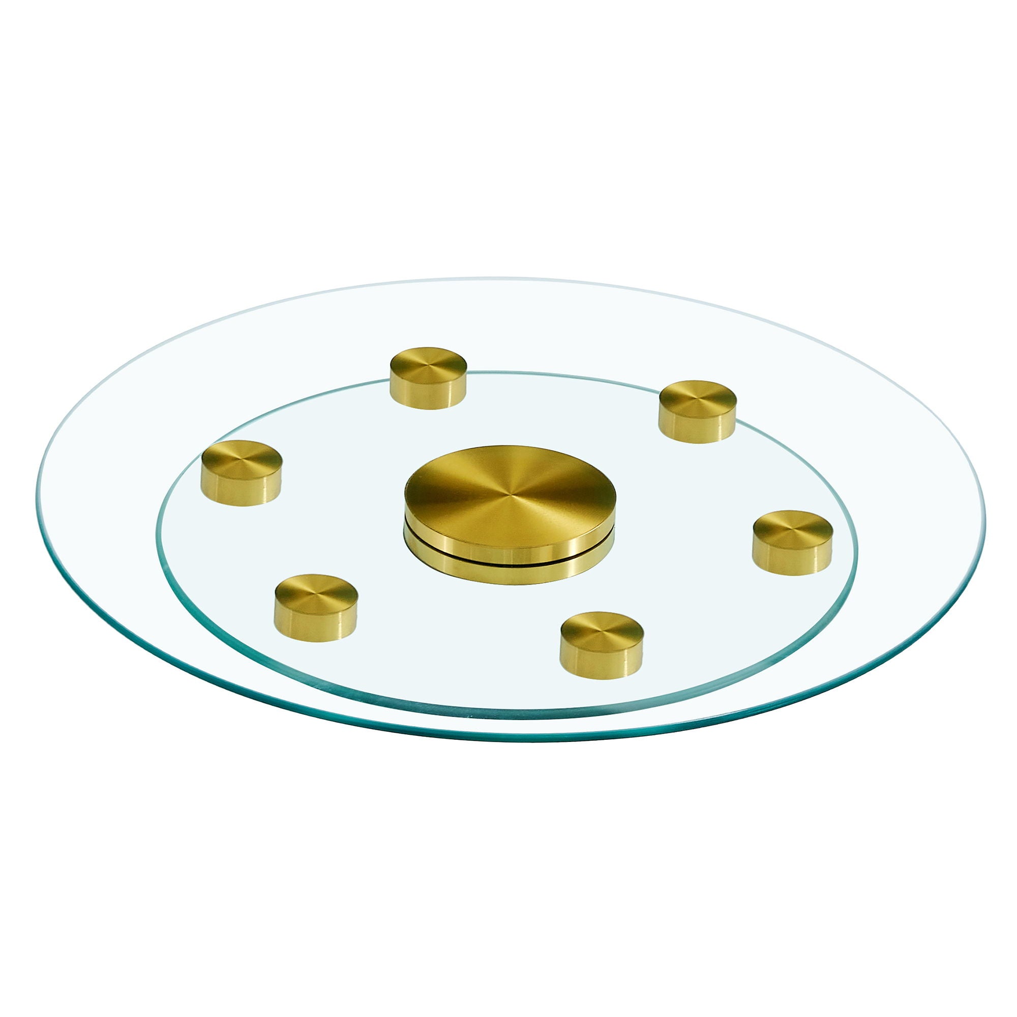 Double Layer Rotatable Round Glass Plate - Gold / Transparent