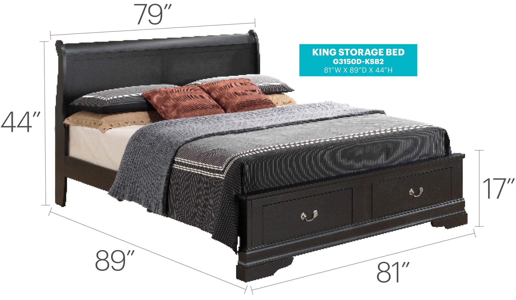 Louis Phillipe - Storage Bed