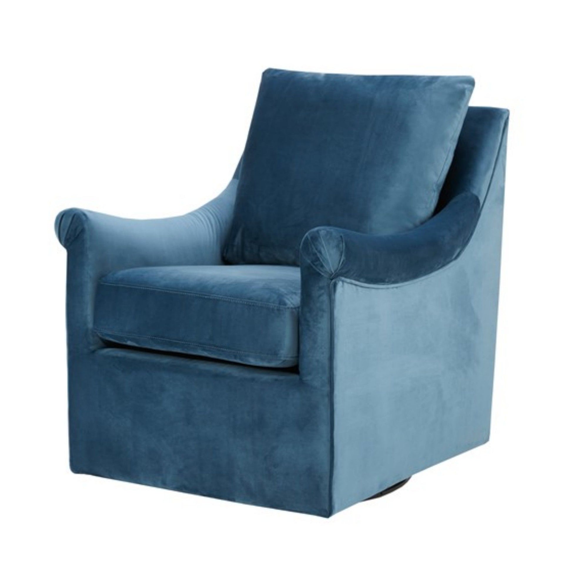 Swivel Chair With Curved Arms And Straight Back - Blue - Best Buy Furniture