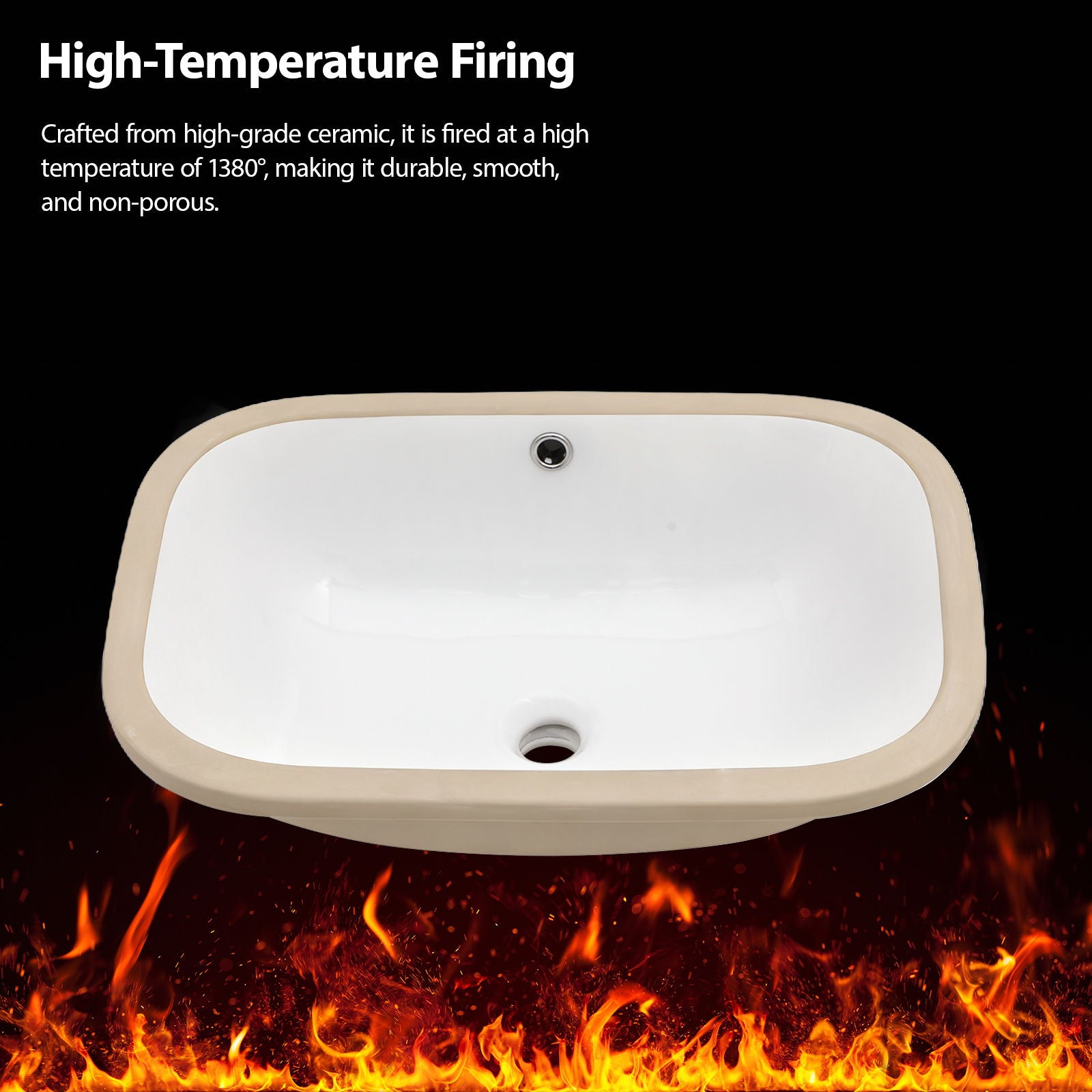Modern Ceramic Undermount Bathroom Sink With Overflow, High Quality