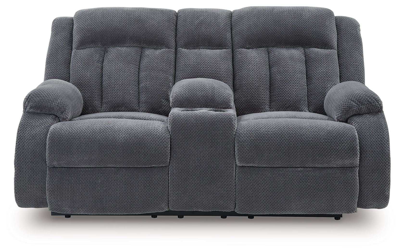 Observation - Steel - Double Reclining Power Loveseat With Console