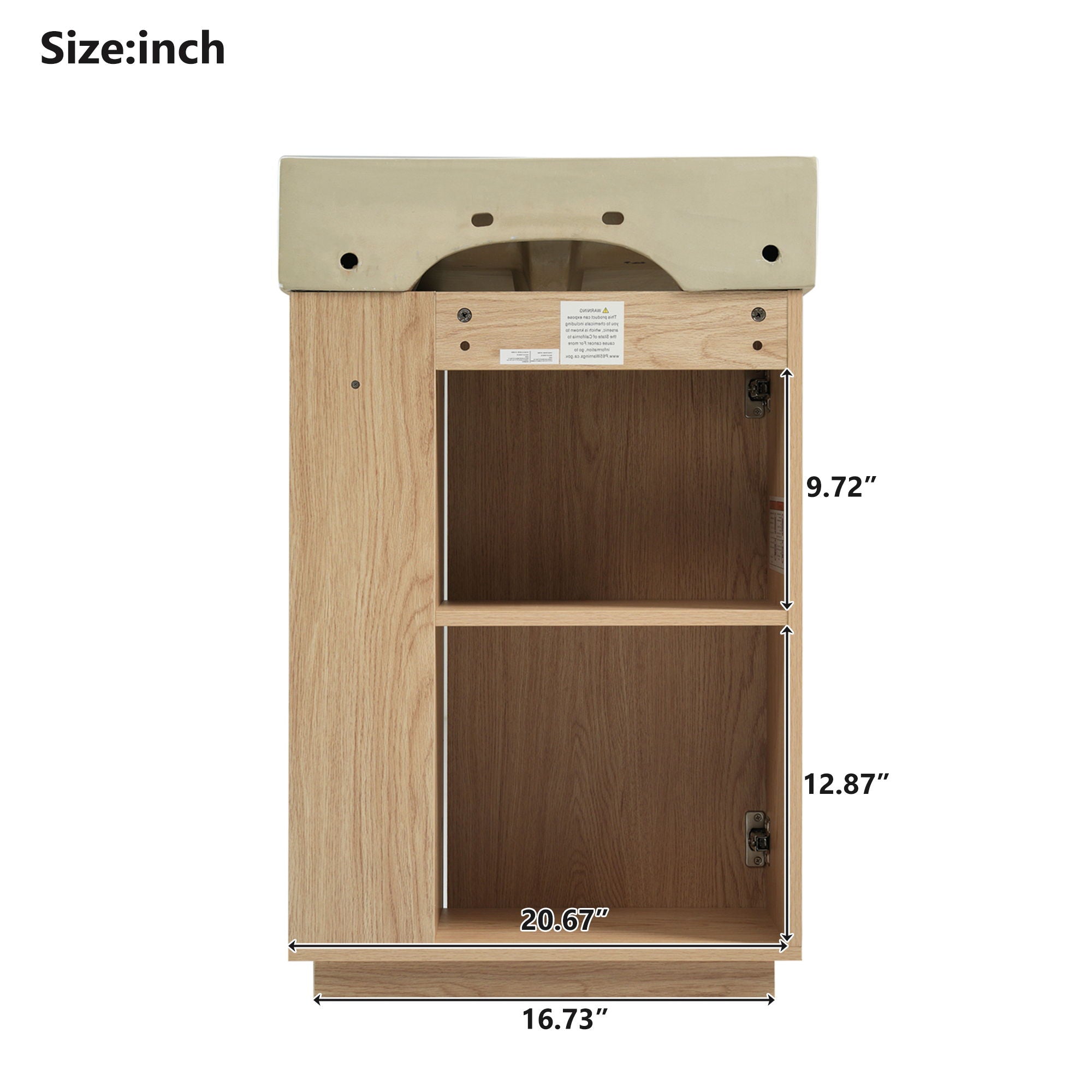Bathroom Vanity With Sink, 21.6" Freestanding Wood Grain Cabinet With Storage Ideal For Small Bathrooms - Wood
