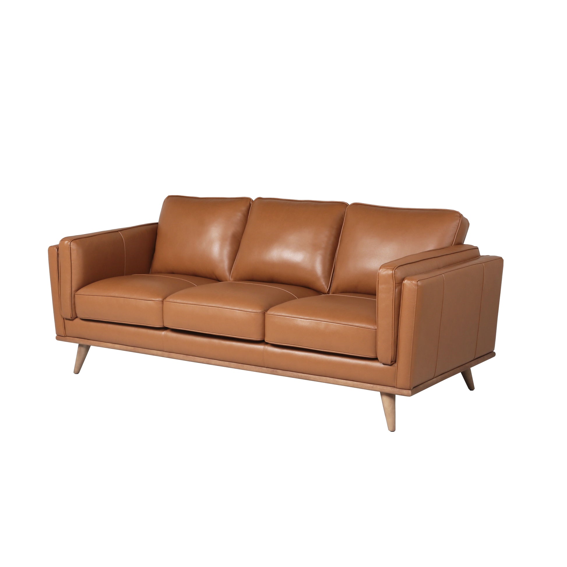 Modern Leather Sofa - Caramel - Best Buy Furniture