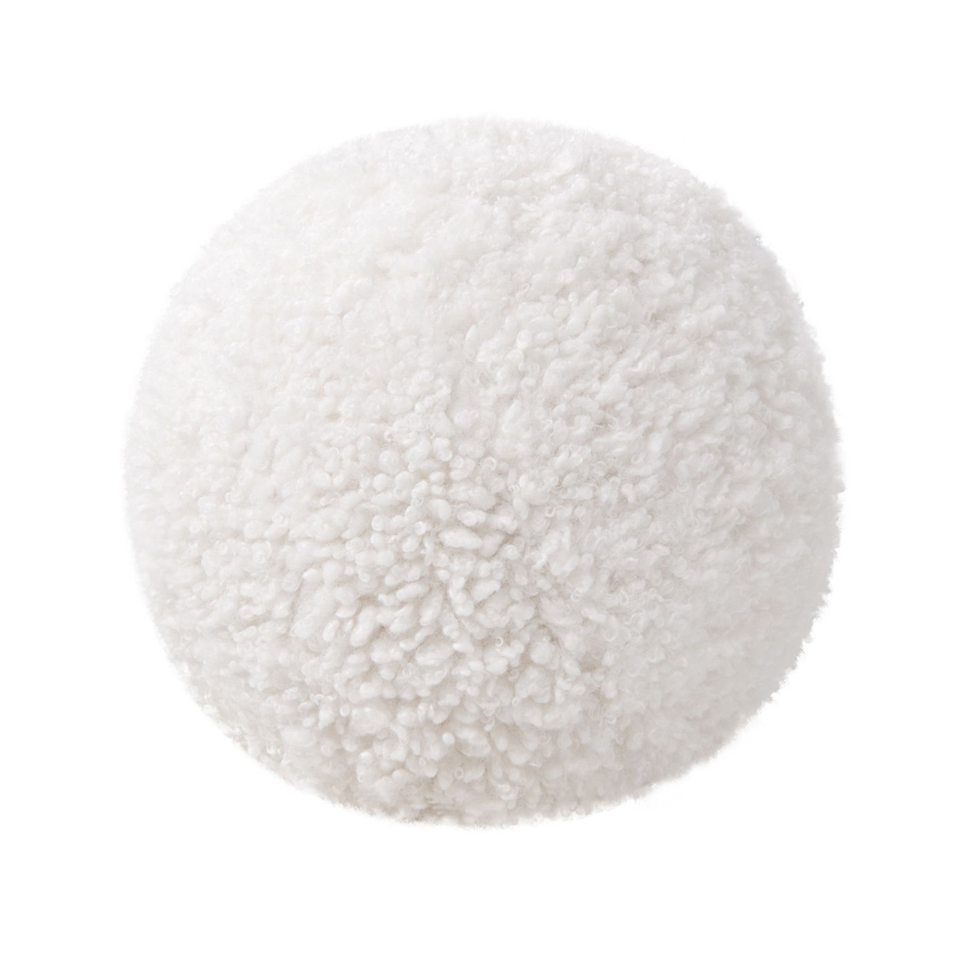 Ayla - Round Sphere Accent Ball Throw Pillow - Curly White - Best Buy Furniture