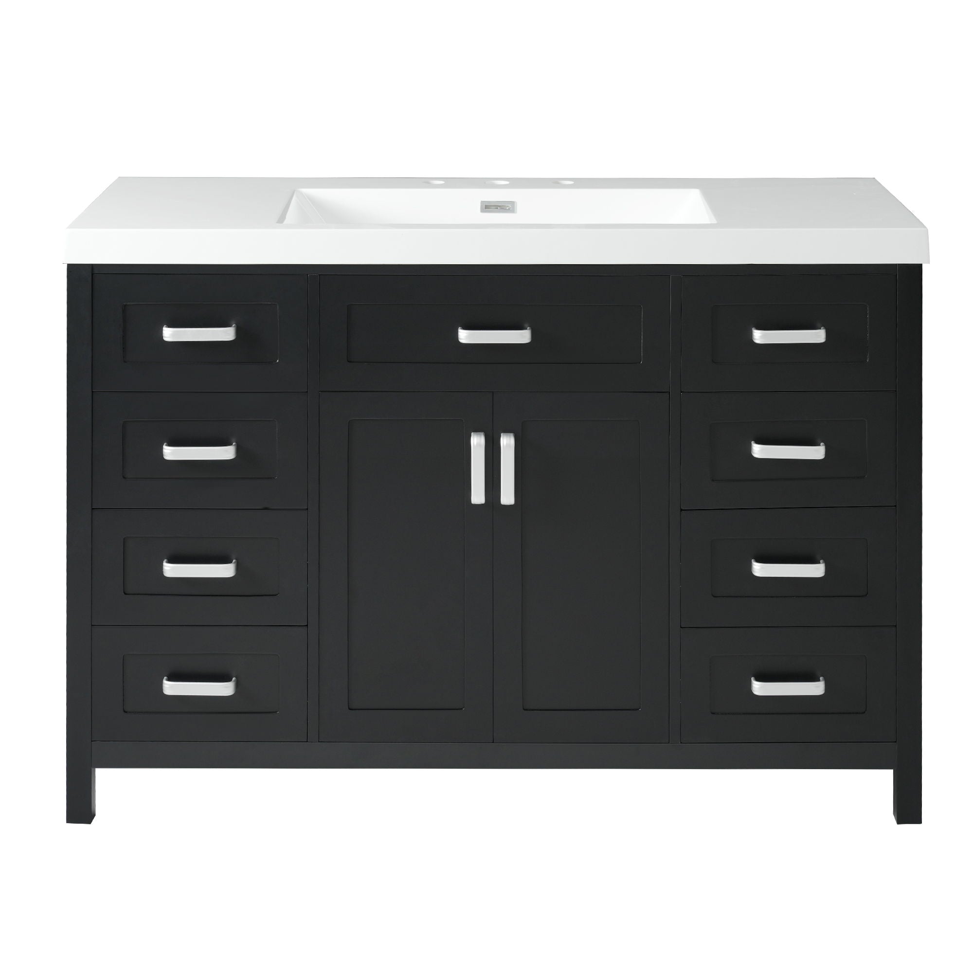 Bathroom Vanity With Sink, 2 Doors 8 Drawers, Soft Close System, Classic Design