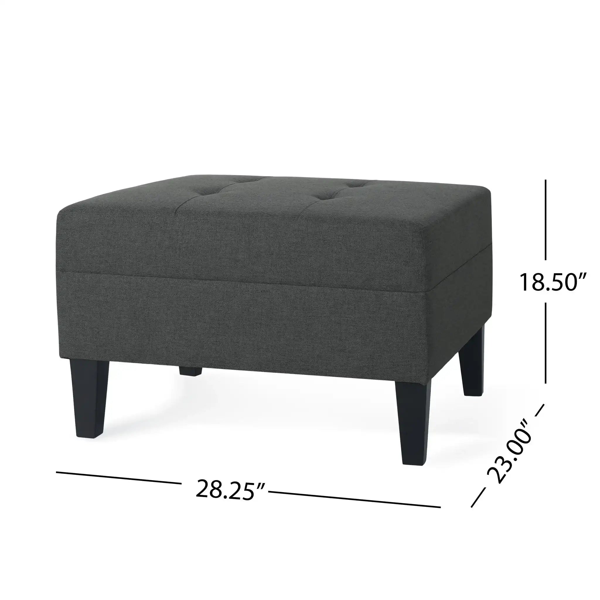Classic Ottoman With Birch Wood Legs And Fabric Upholstery