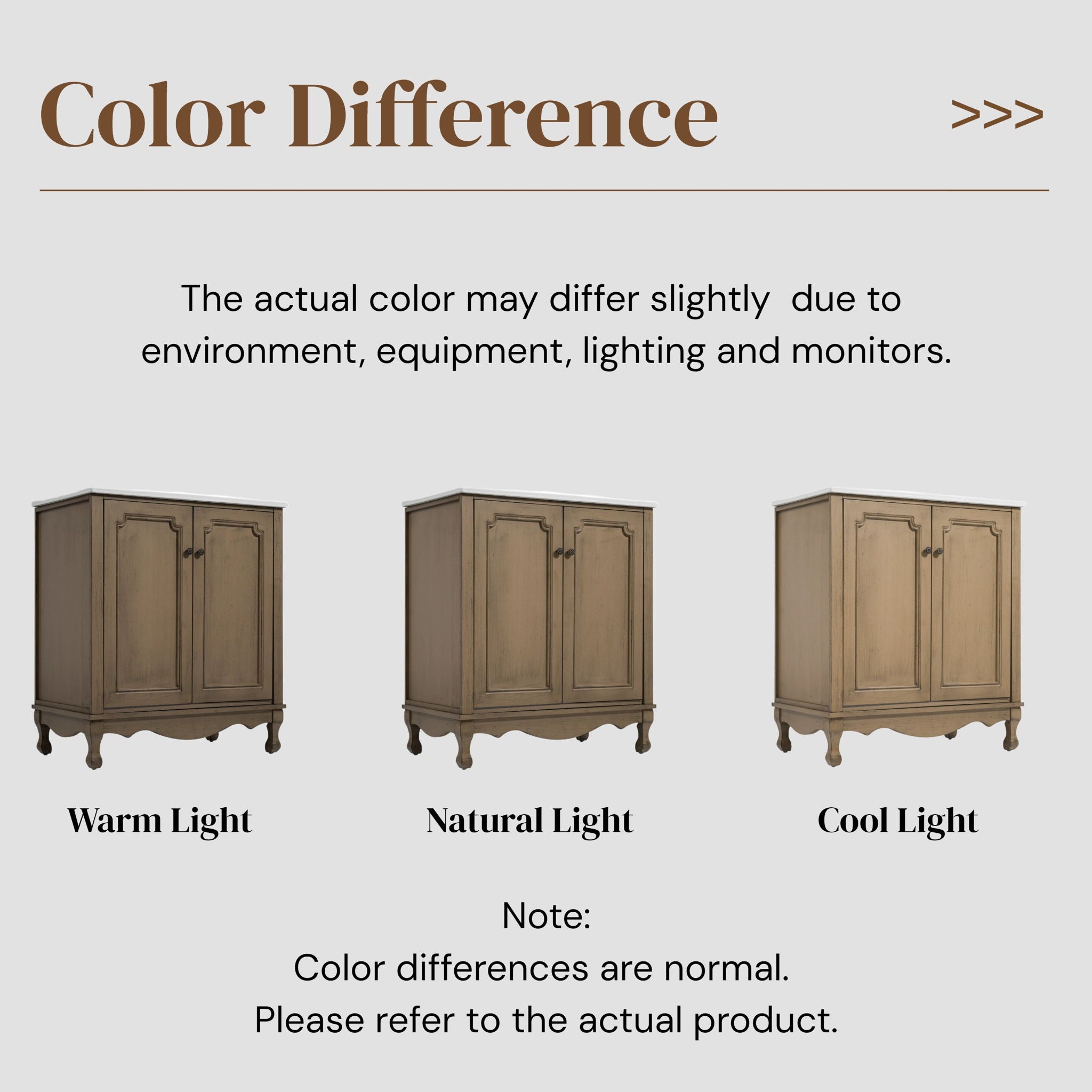 Vintage Bathroom Vanity With Ceramic Sink, Adjustable Shelves