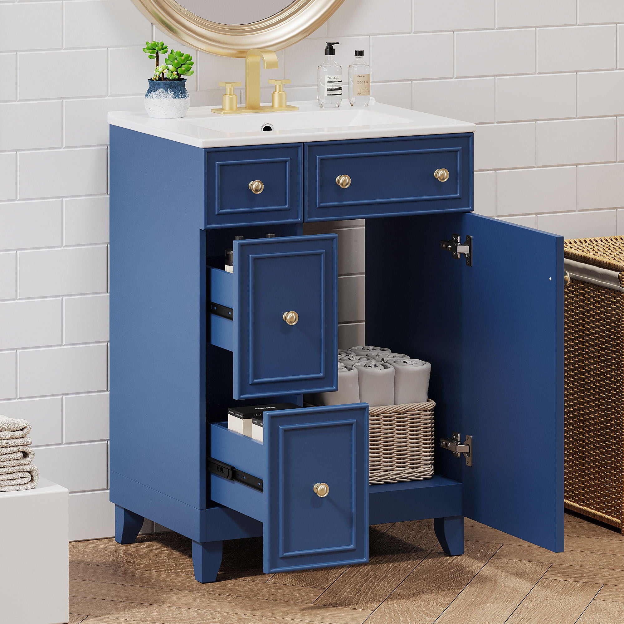 Bathroom Vanity Cabinet With Sink - Blue