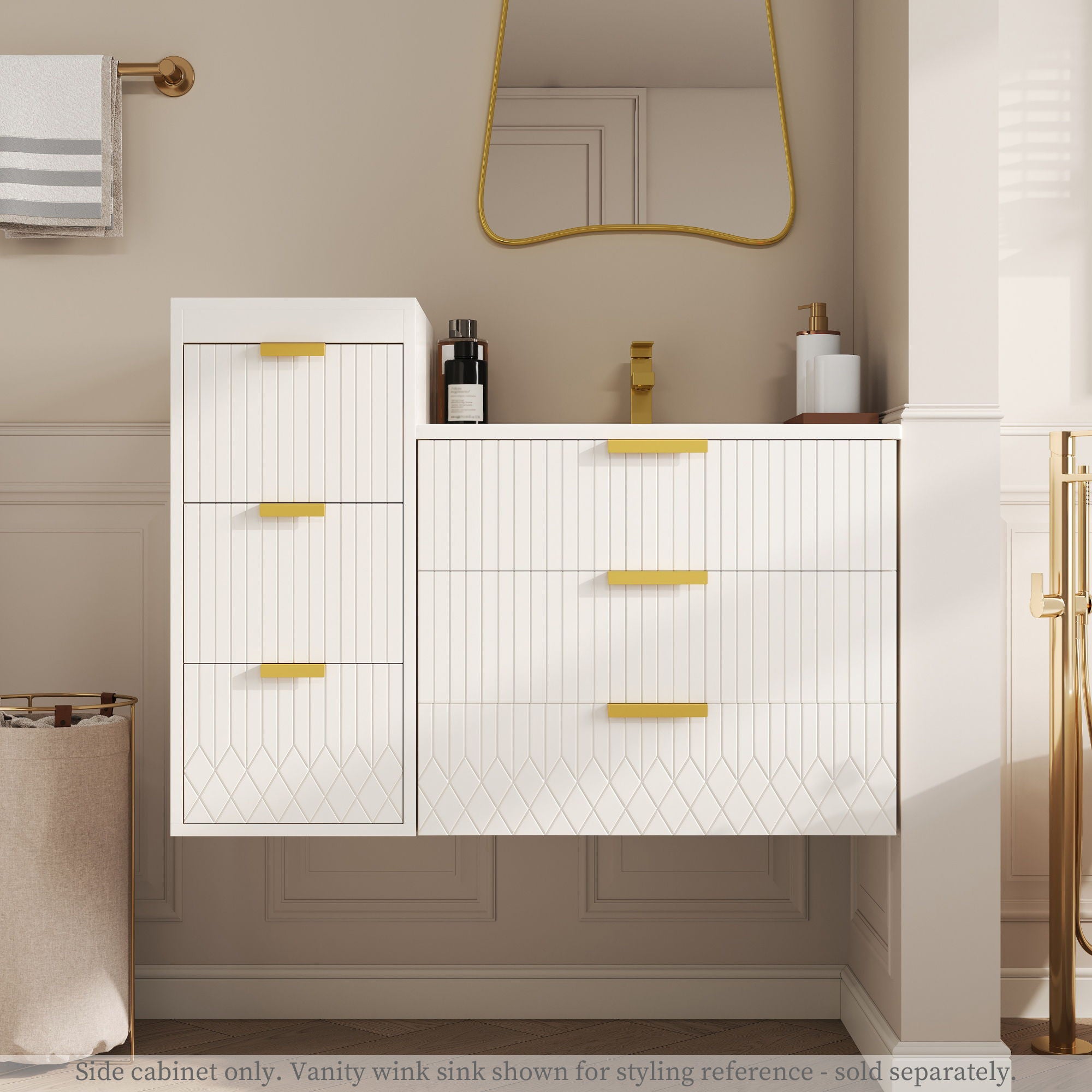 Modern Wall Mounted Floating Cabinet With Drawers For Bathroom