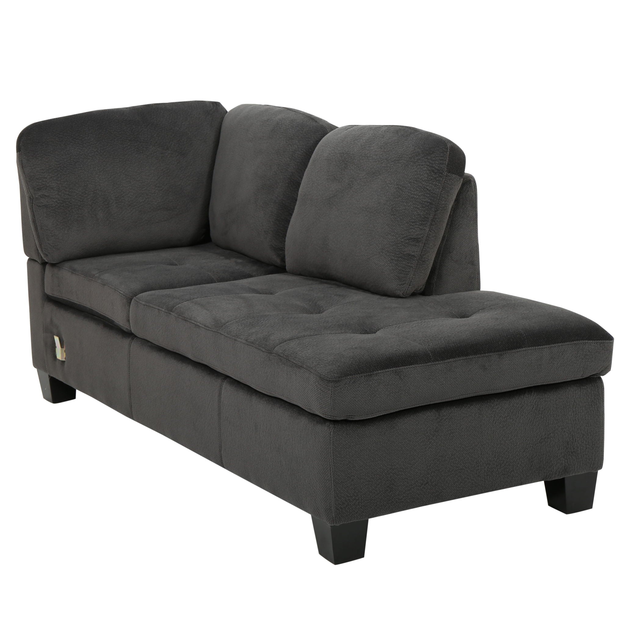 Modern L Shaped Fabric Sectional Sofa With Tufted Detail - Charcoal