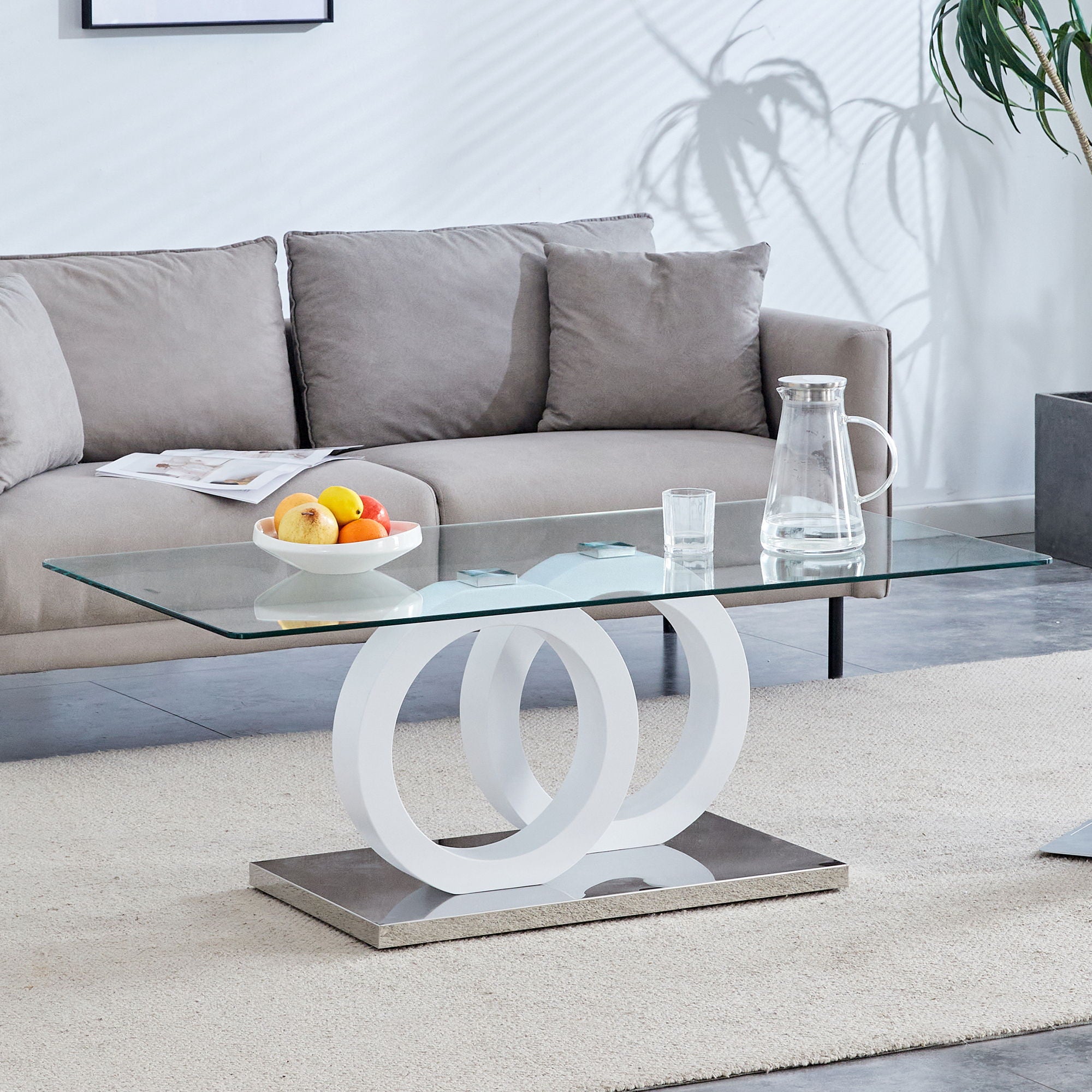 Contemporary Style Glass Top Coffee Table