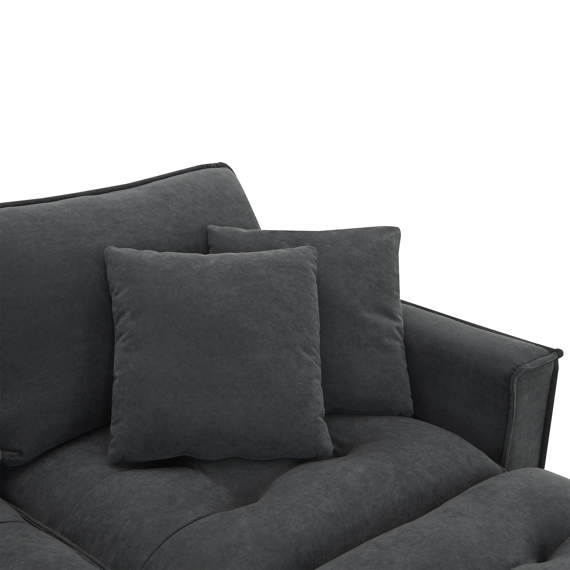 Modern Convertible Sectional L Shaped Reversible Couch Set With Free Pillows 4 Seat Suede Sleeper Sofa With Ottoman