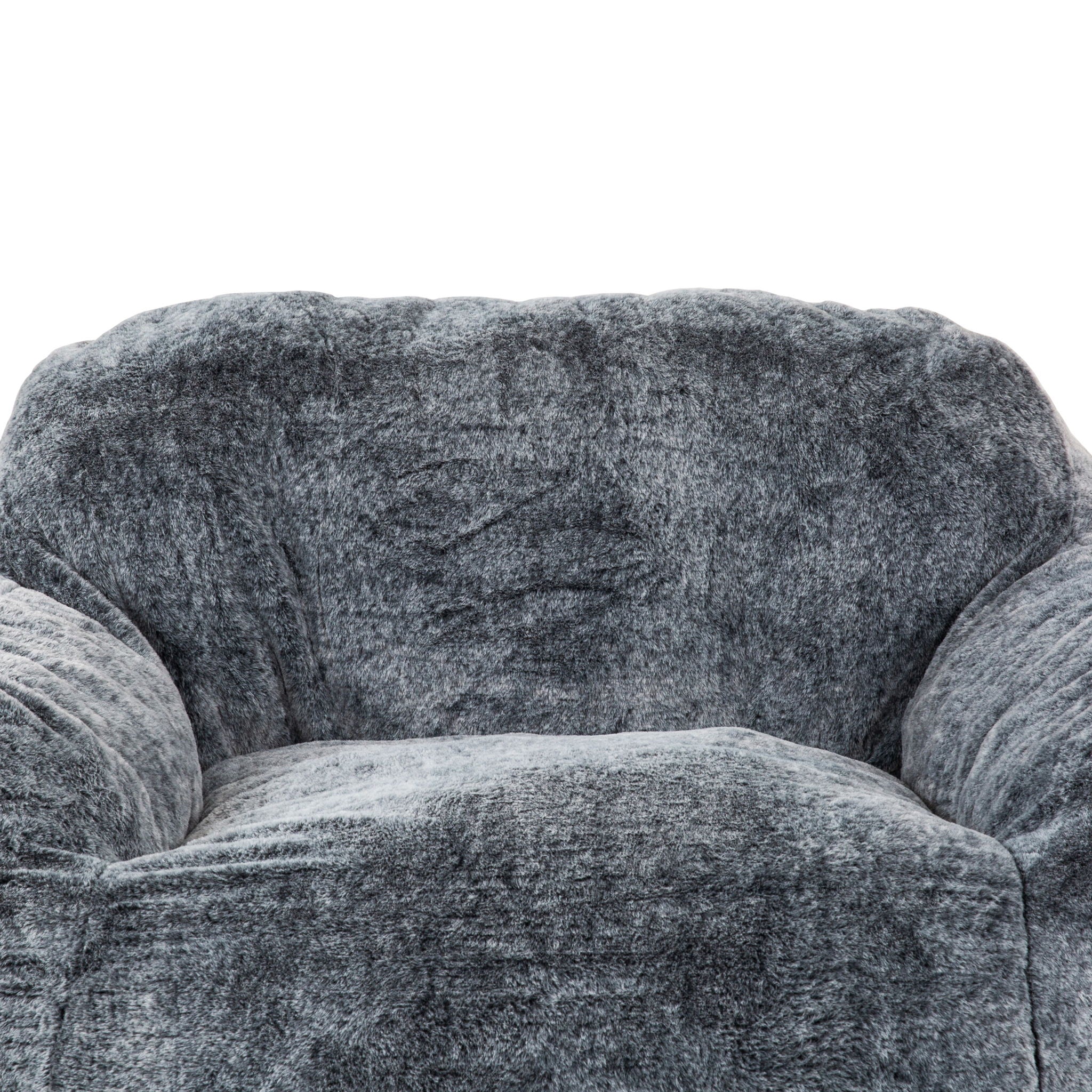 Living Room Bean Bag Sofa Chair With Memory Foam Fillings, Soft Upholstered Bean Bag Armchair - Black / Gray
