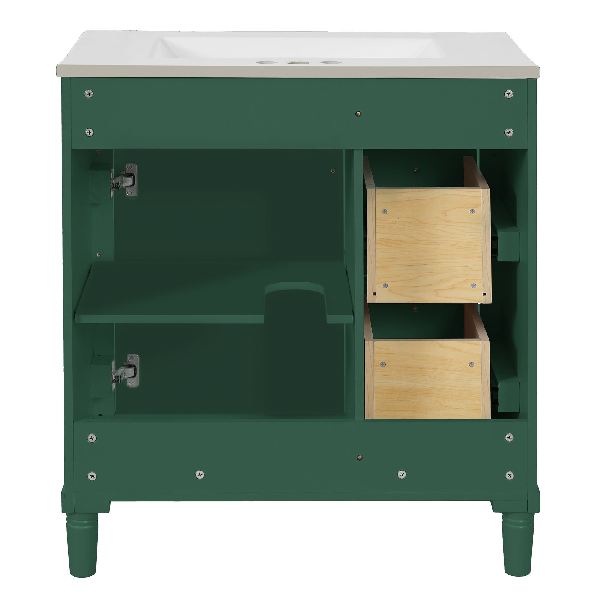 Bathroom Vanity With Sink, Freestanding Storage Cabinet & 2 Drawers And Soft Closing Door, Solid Legs, Frame, Basin,