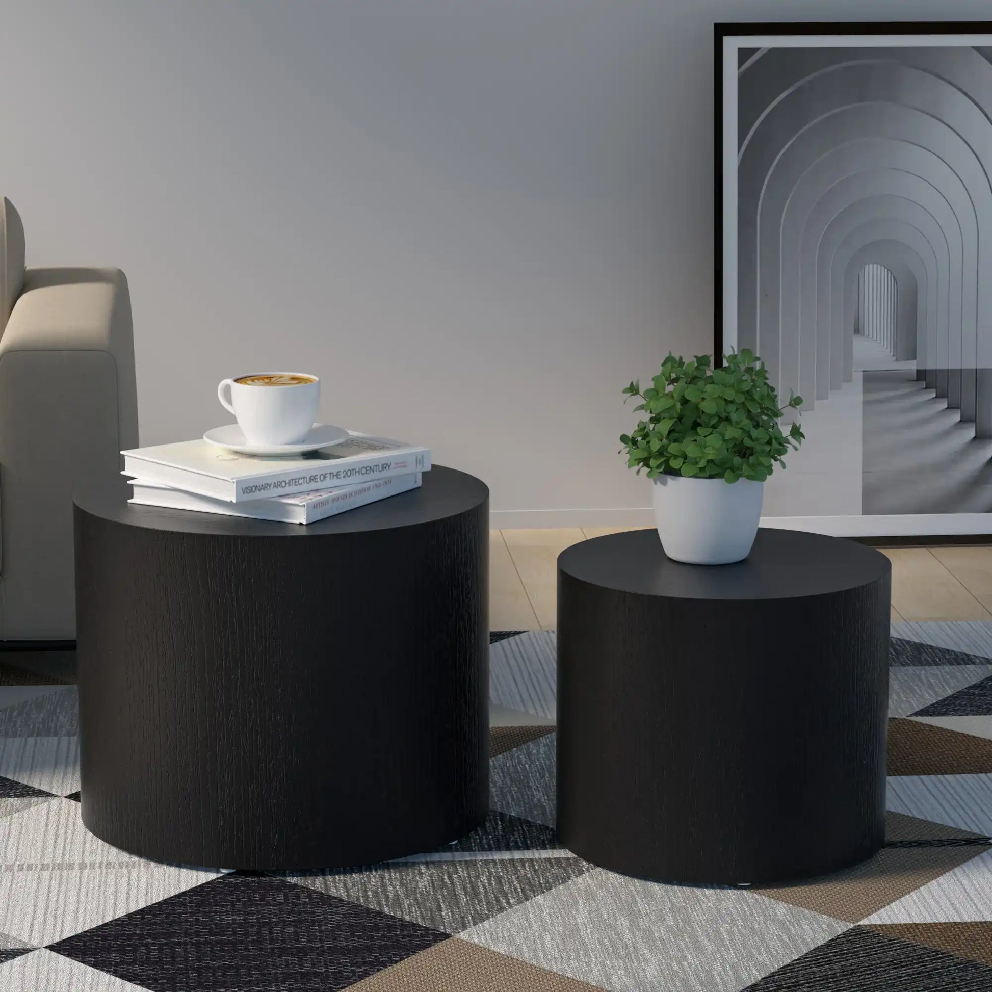 Kairo Modern Nesting Side Tables (Set of 2) Black - Best Buy Furniture