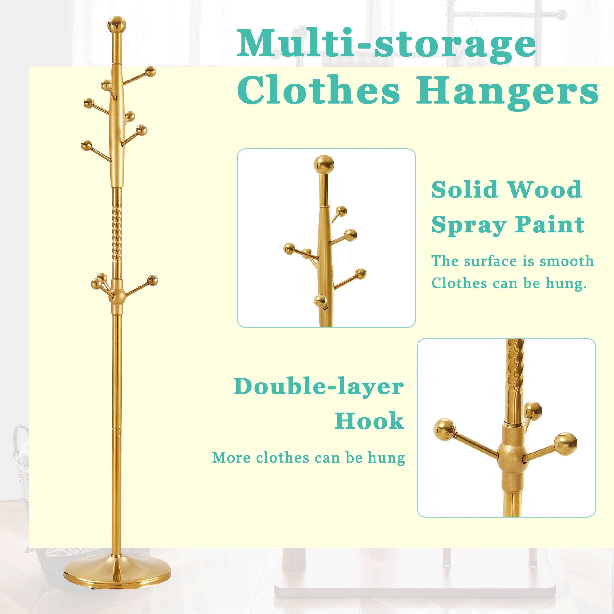 Modern Stainless Steel Spray Painted Hanger With Solid Wood Reinforcement