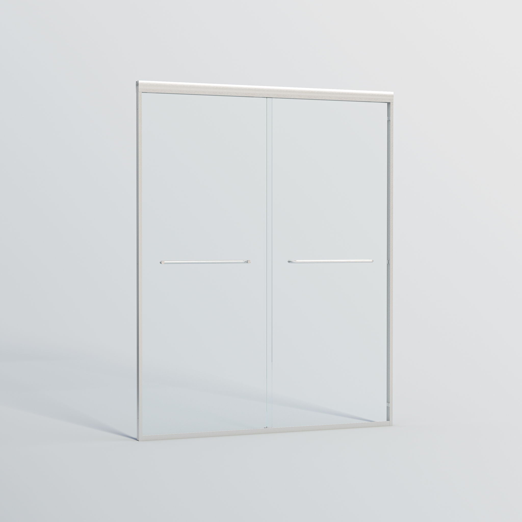 Double Sliding Shower Door, Semi-Frameless Bypass Bathroom Sliding Door With 1/4" (6 Mm) Tempered Glass For Walk-In Shower
