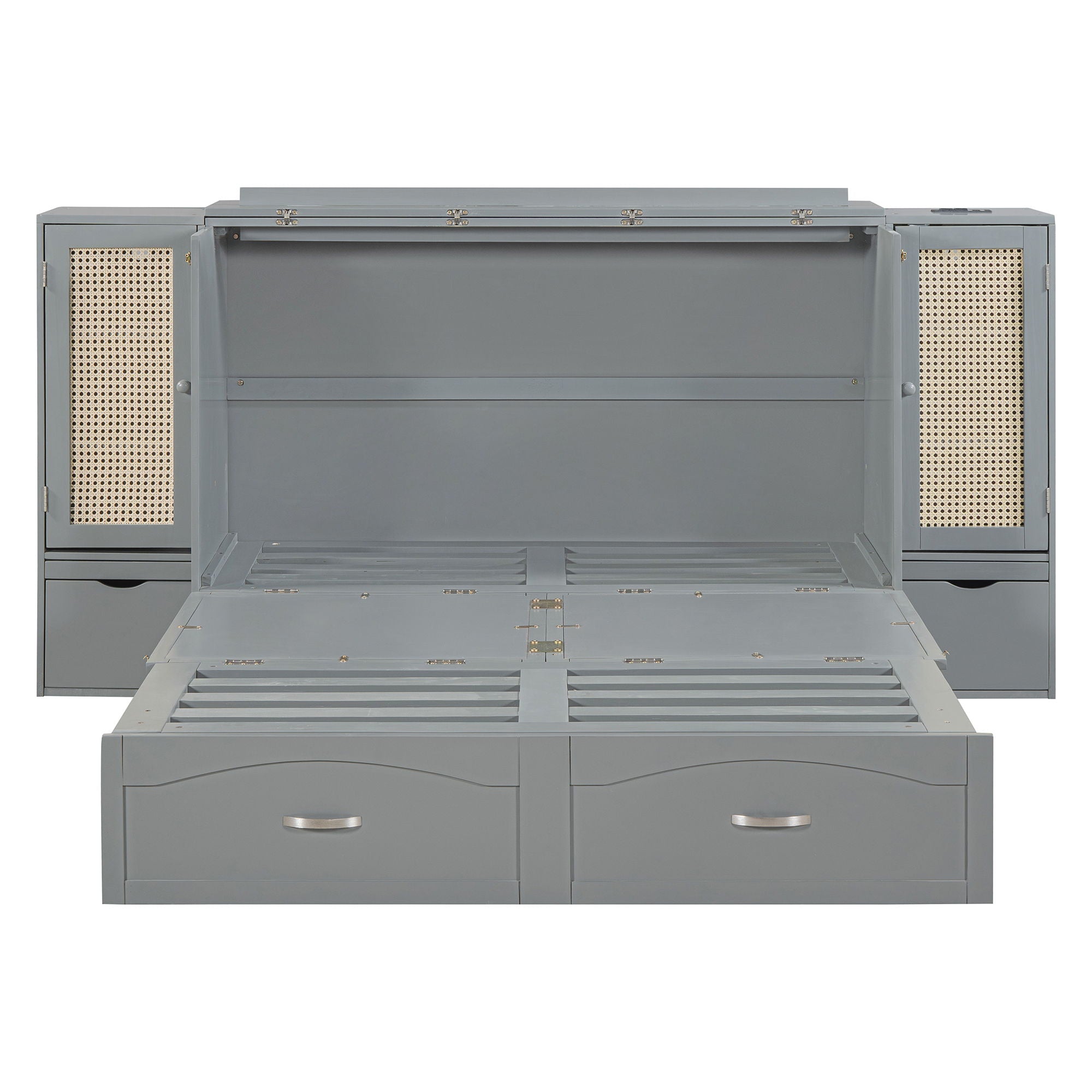 Murphy Wall Bed With Drawer And Rattan Decoration
