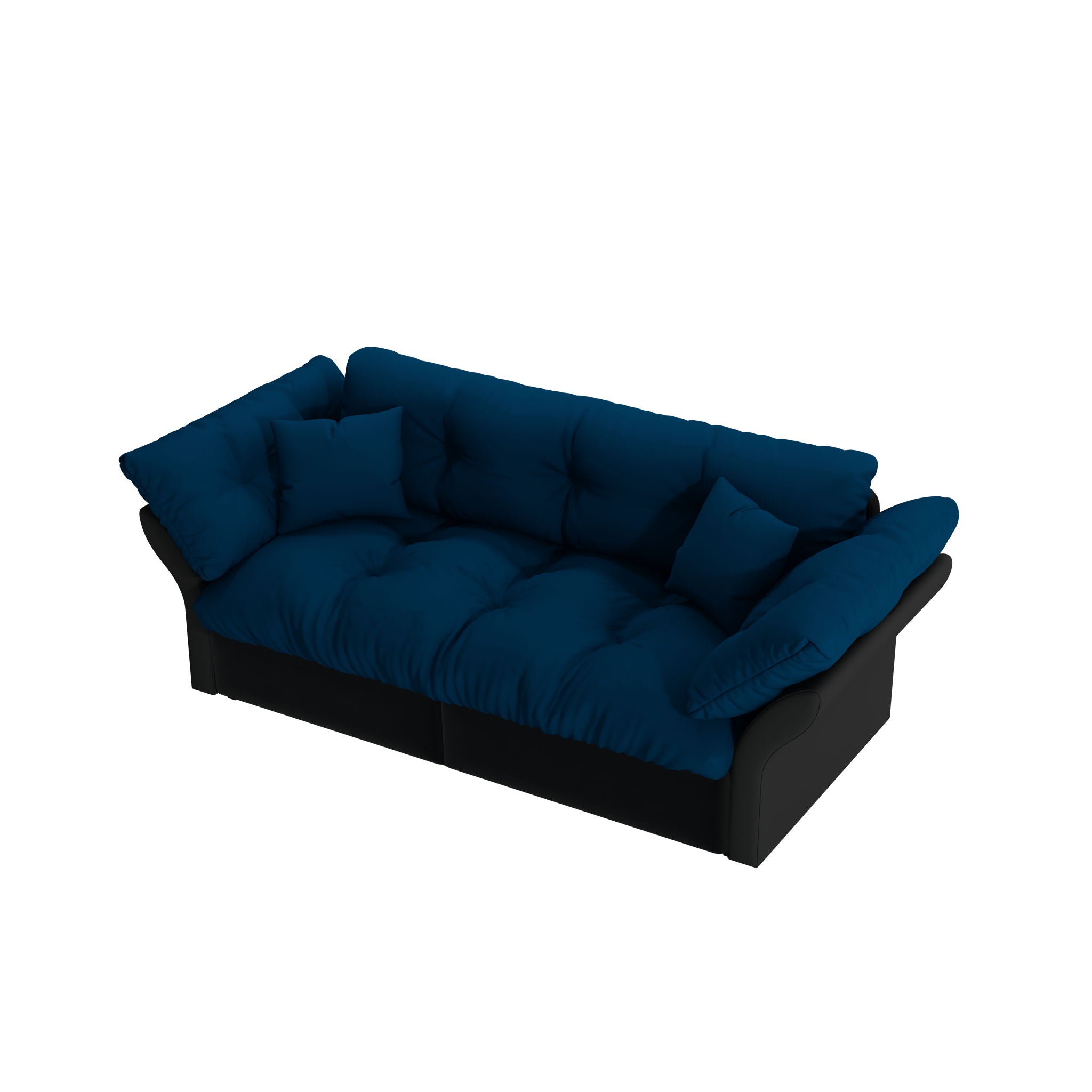 Queen Pull Out Sofa Bed, 3 In 1 Convertible Sleeper Tufted Sofa & 2 Soft Pillows - Blue