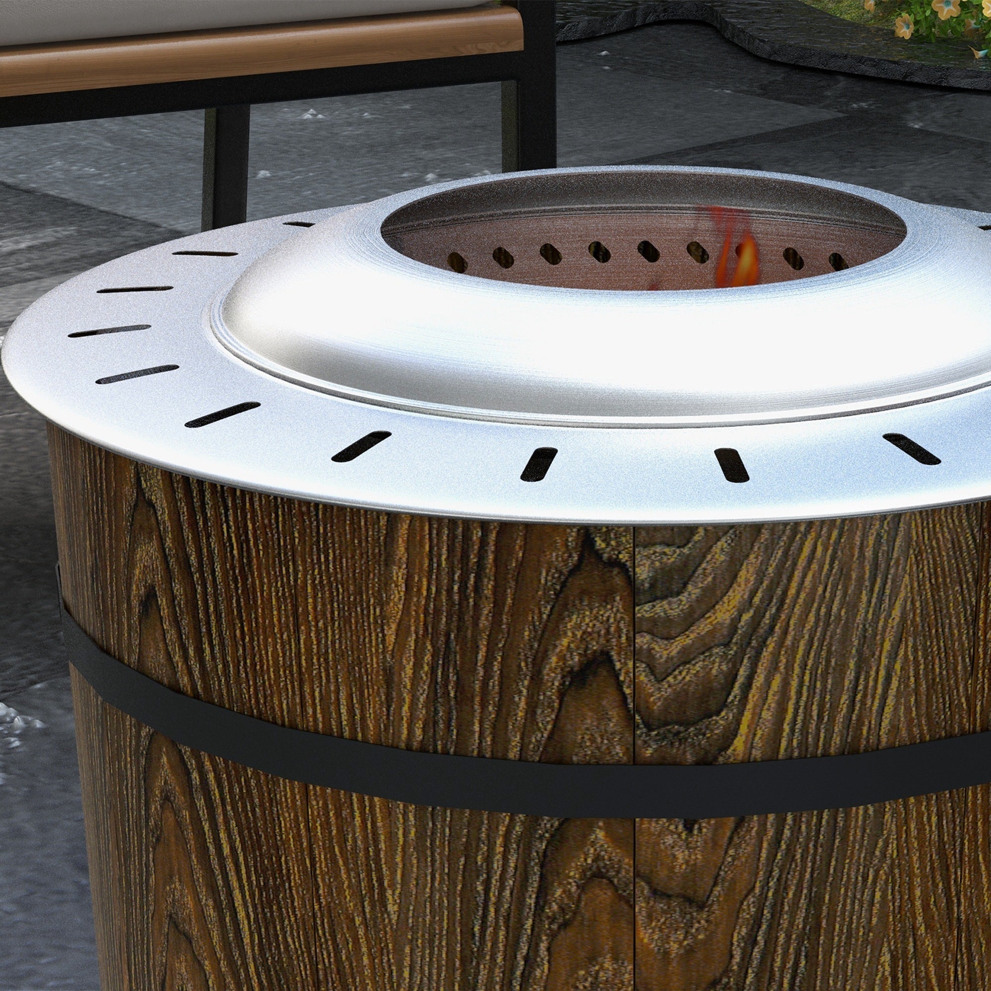 Smokeless Fire Pit with Fireproof Mat - 20.5' Barrel Style Portable Wood Burning Firepit