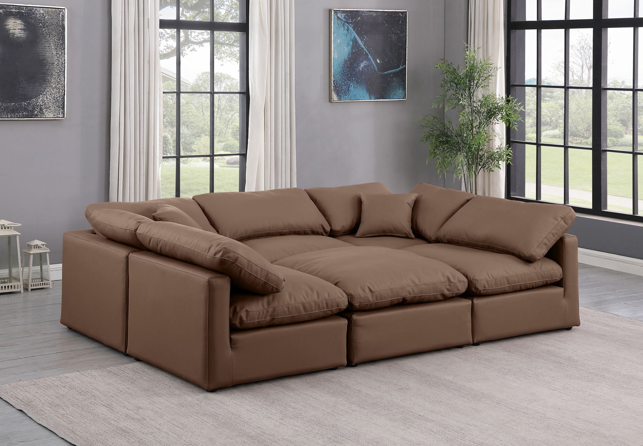 Indulge - Faux Leather 6 Piece Modular Sectional