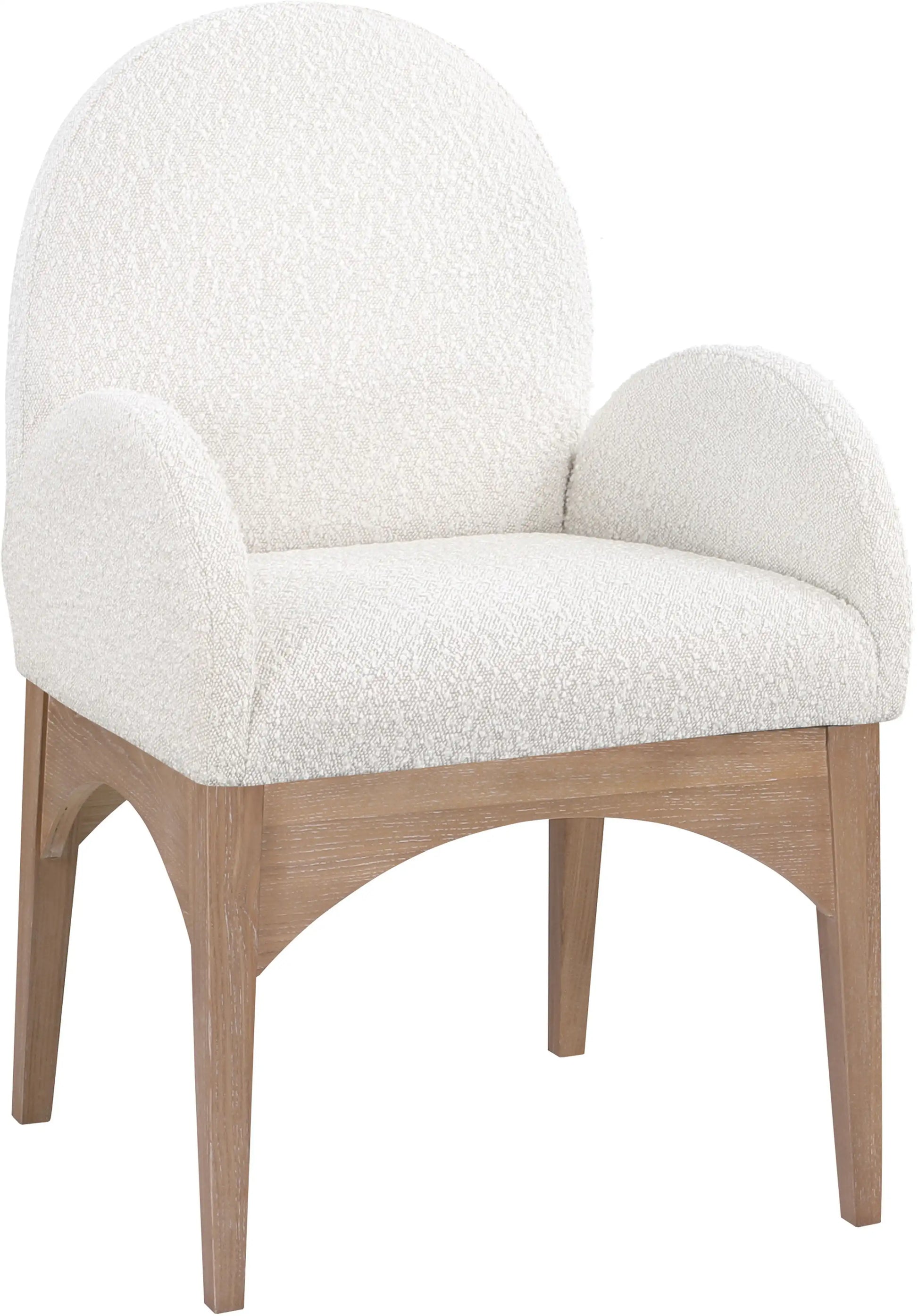 Waldorf - Boucle Dining Arm Chair With Natural Legs - Best Buy Furniture