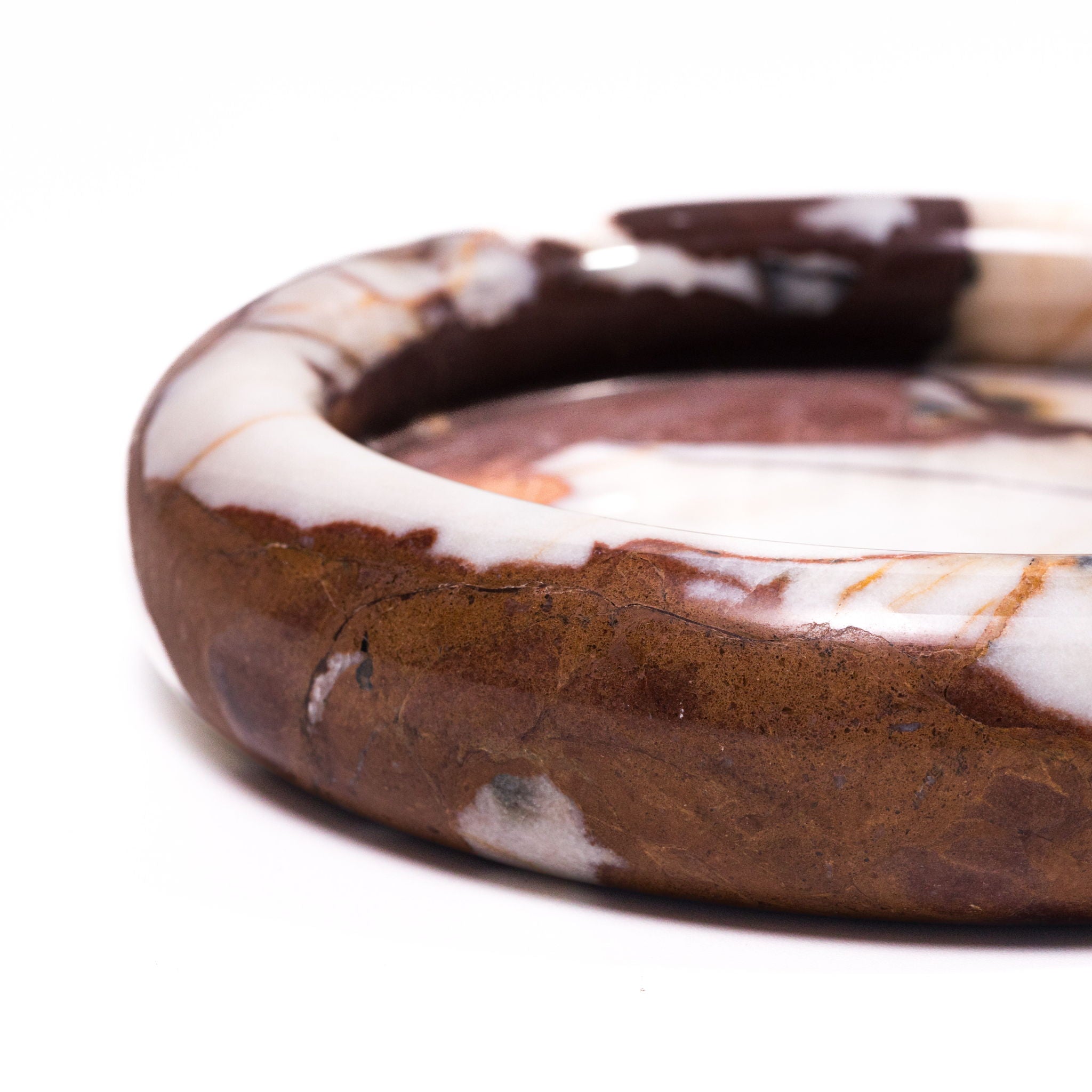 Marble Round Edged Catch-All - Breccia White Brown