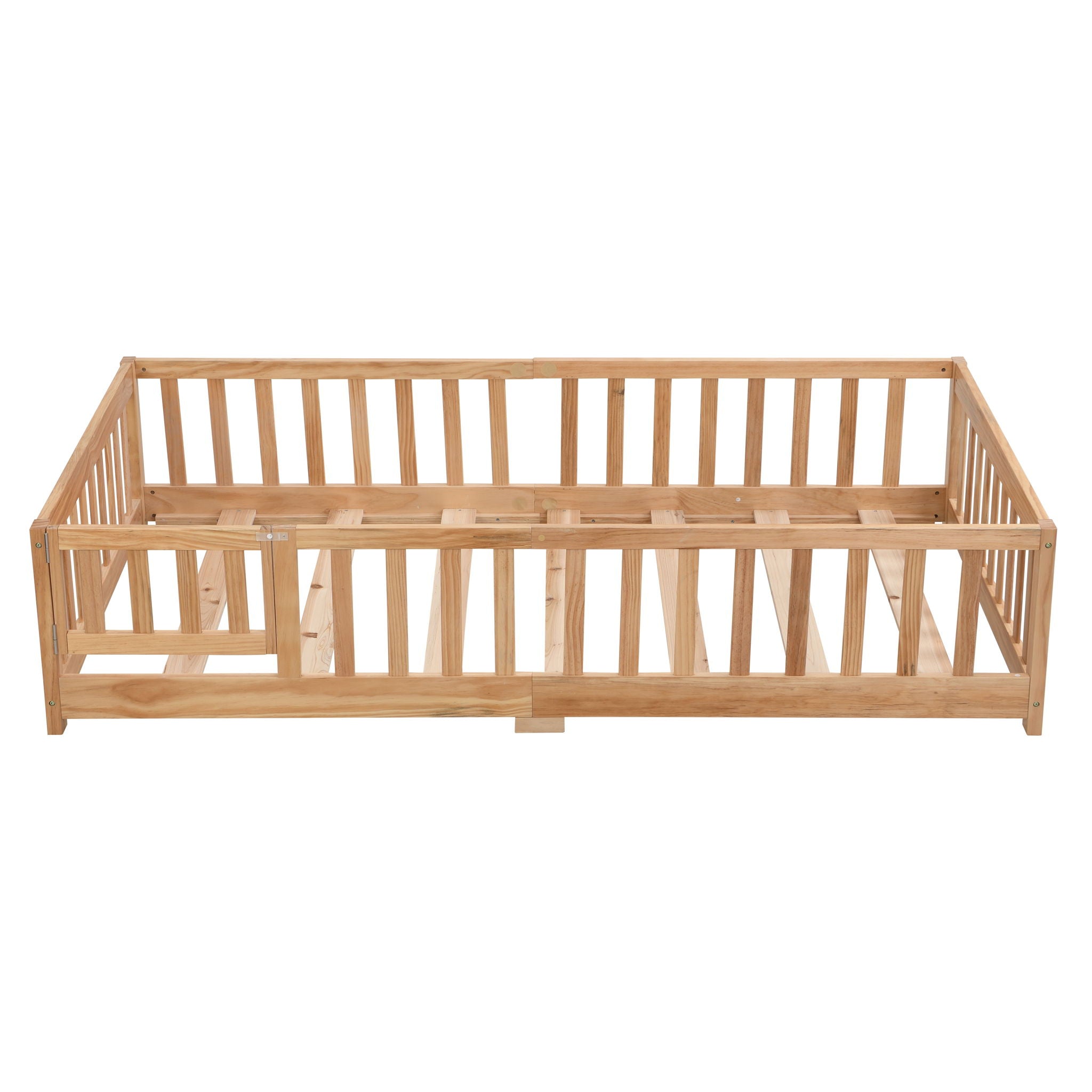 Floor Bed With Door And Fence For Children