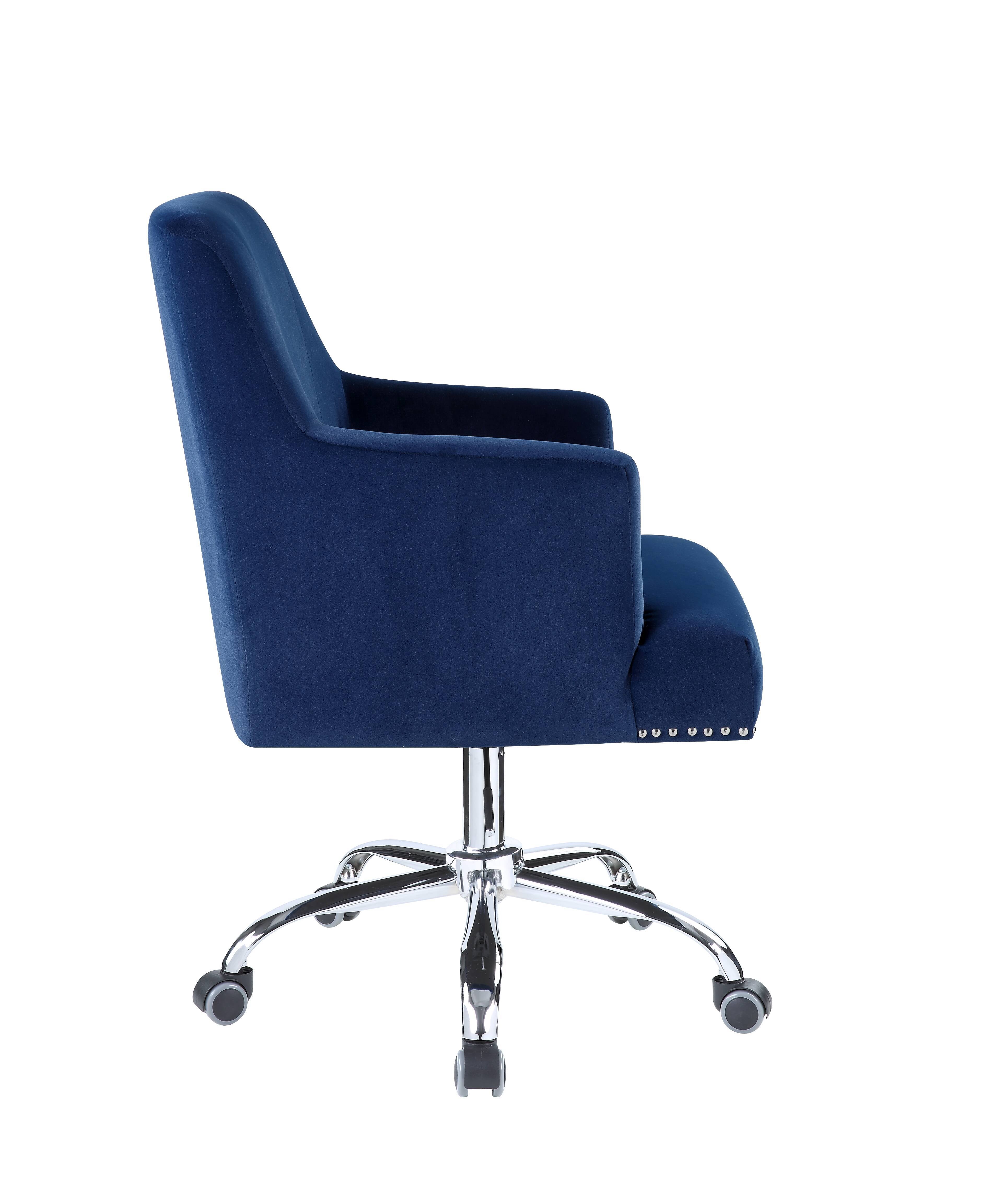 Trenerry - Velvet Office Chair - Blue / Chrome - Best Buy Furniture
