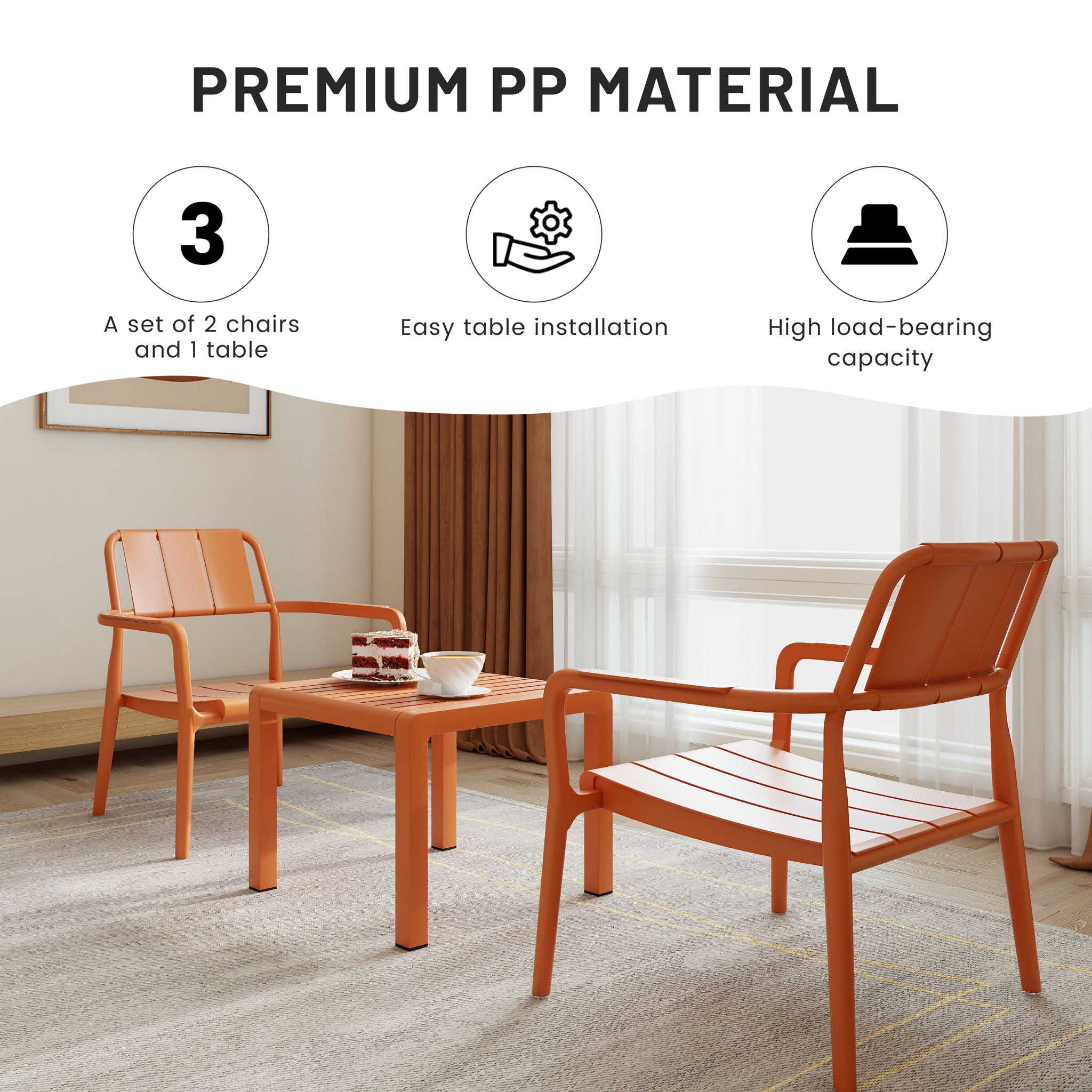 3 Piece Indoor / Outdoor Leisure Table And Chair Set