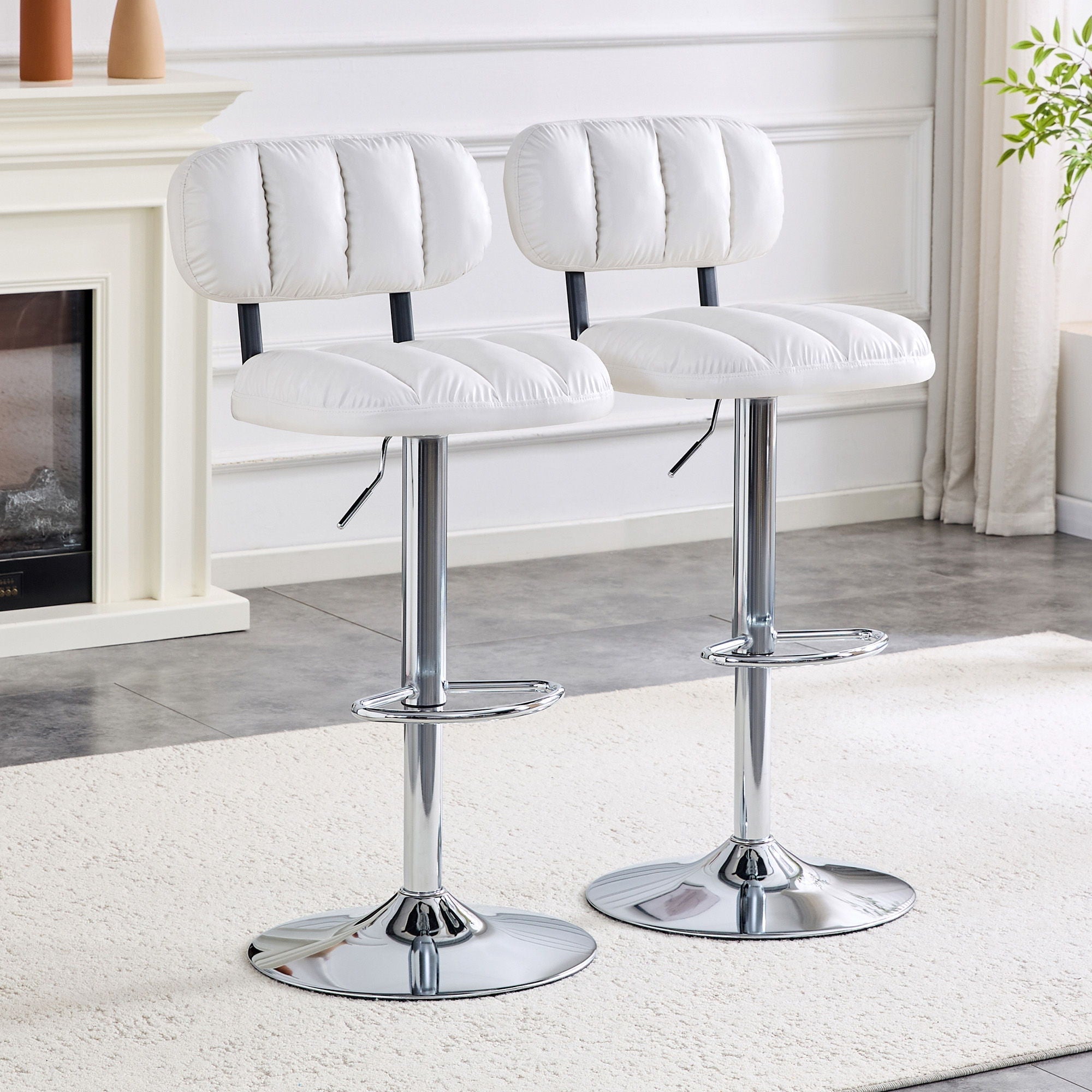 Adjustable Height Bar Stools With Footrest For Kitchen Island (Set of 2)