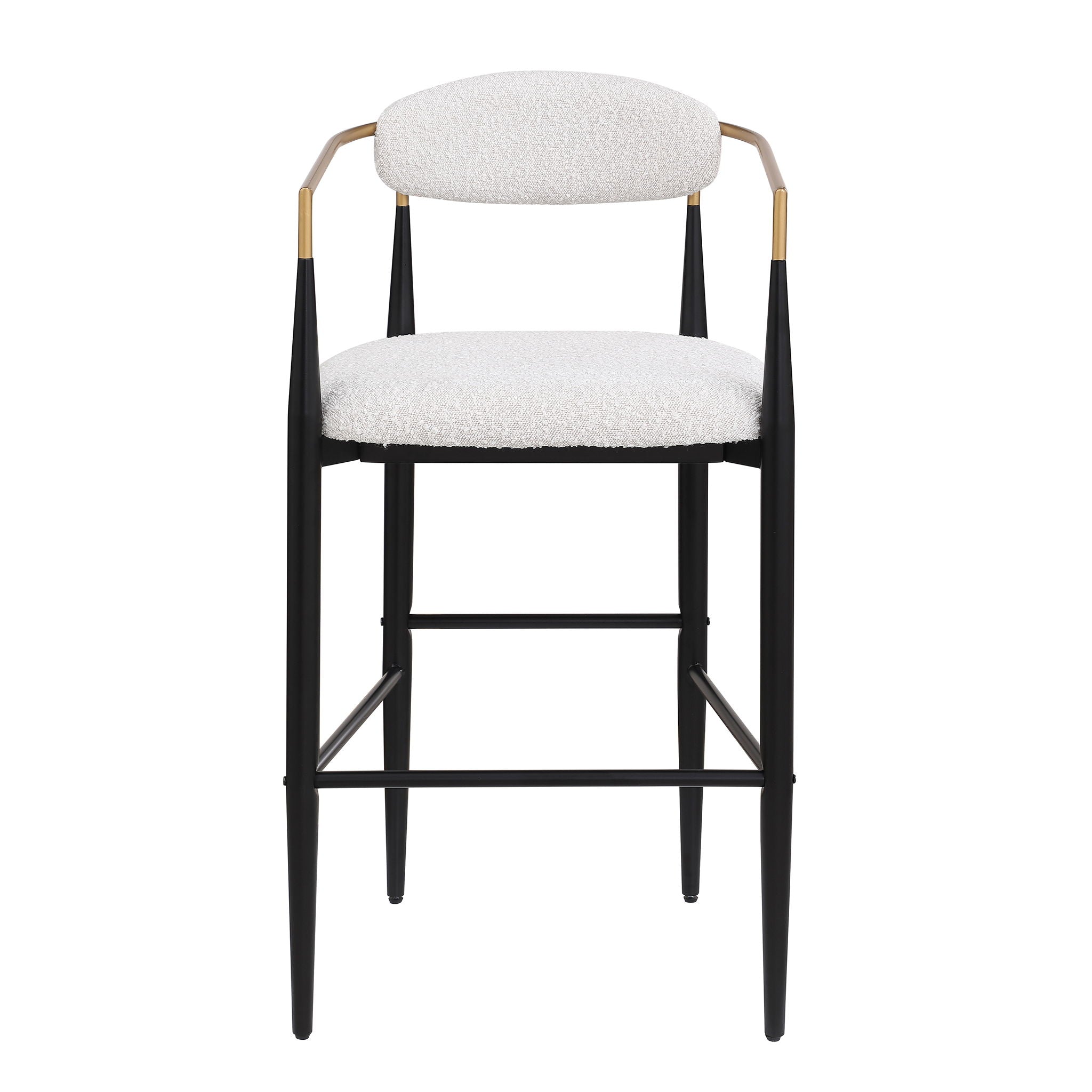 Barstools (Set of 2), Counter Height Upholstered Bar Stools With Backs And Iron Legs For Kitchen Island - Beige