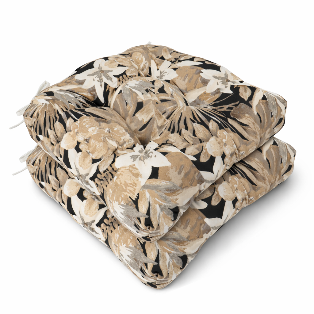 Outdoor Chair Cushions Set of 2, 19 x 19 x 4 Inch Tufted Seat Cushions