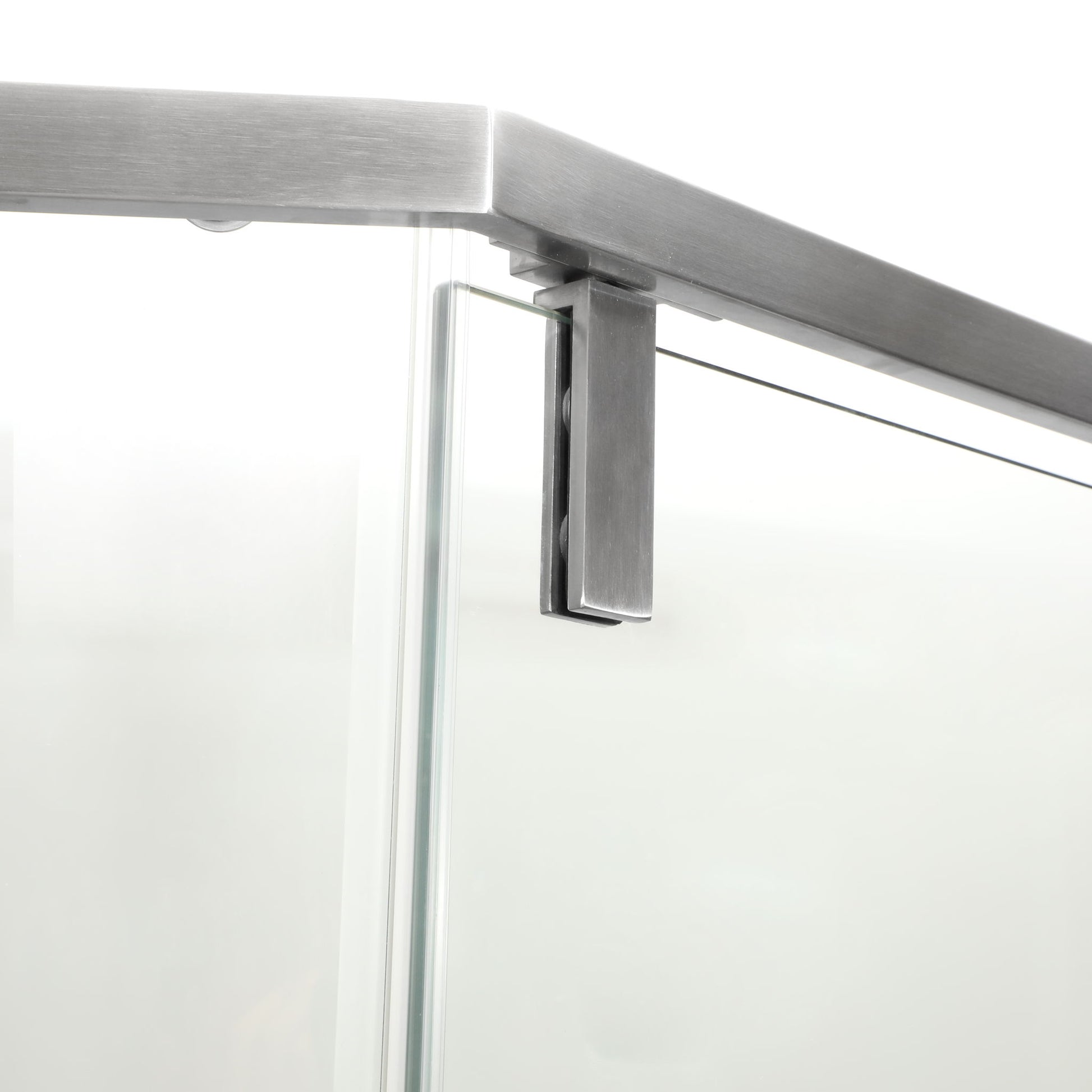 Semi Frameless Neo Angle Hinged Shower Enclosure With Clear Tempered Glass - Brushed Nickel - Best Buy Furniture