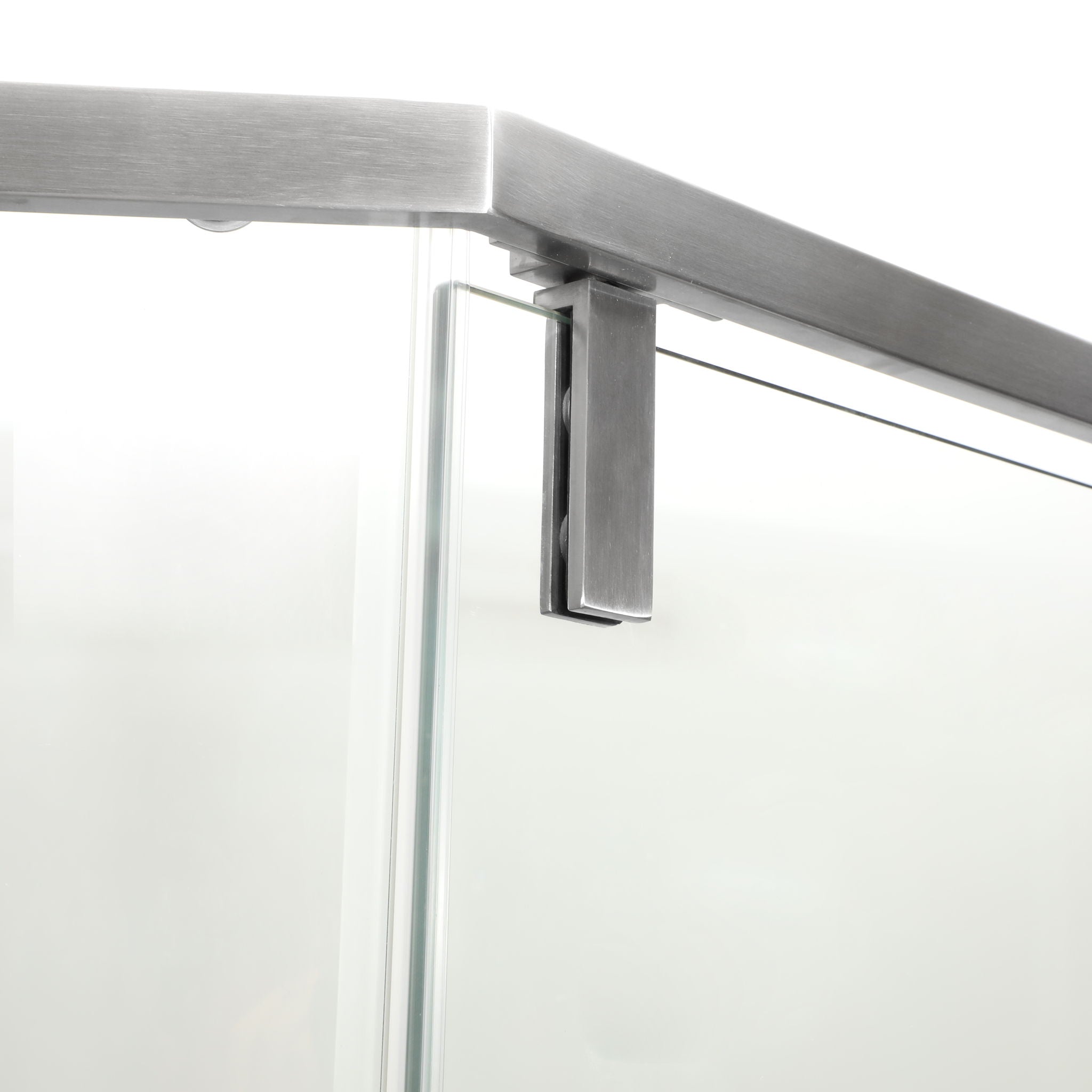 Semi Frameless Neo Angle Hinged Shower Enclosure With Clear Tempered Glass - Brushed Nickel - Best Buy Furniture