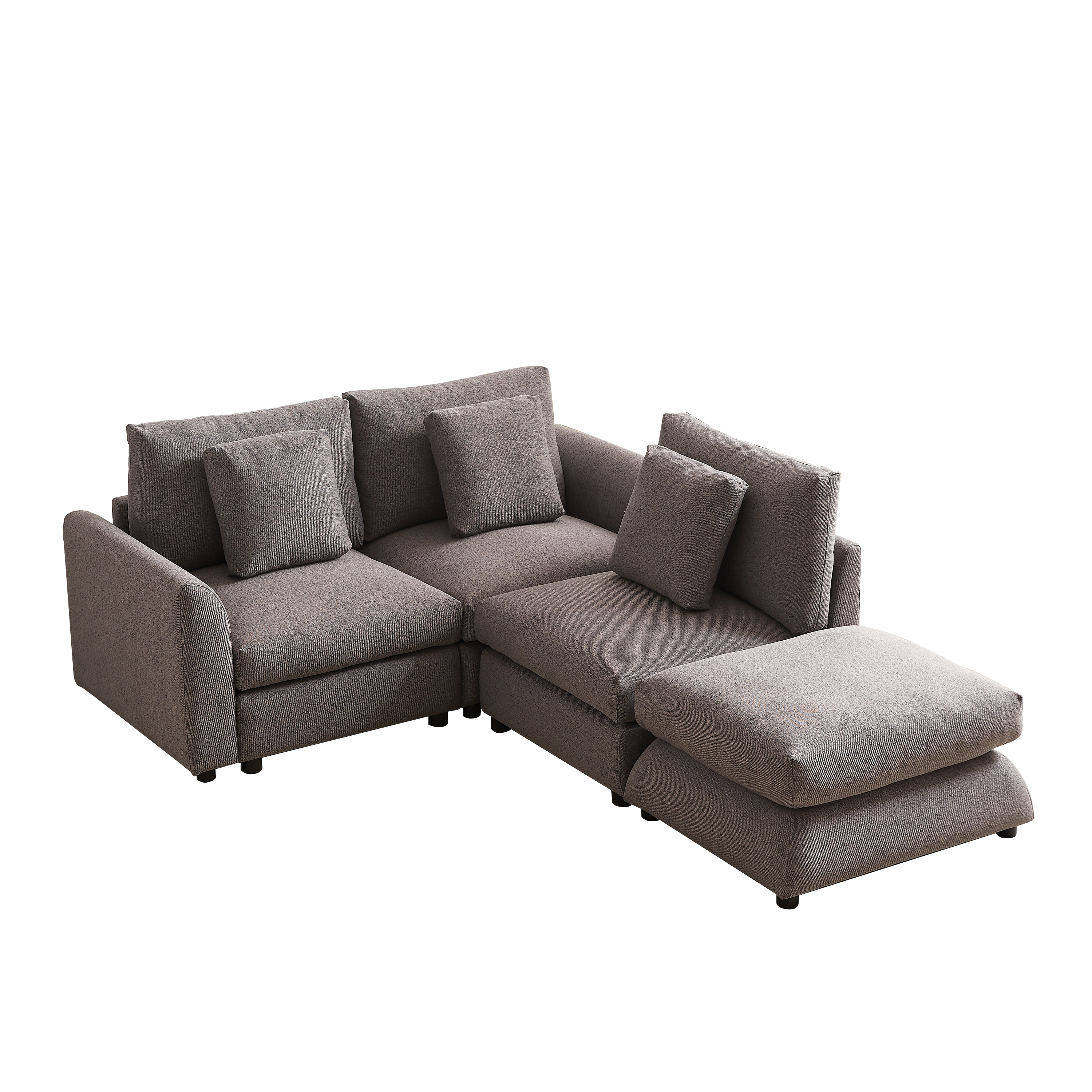 102.2 Inch Combination Modular Sofa with Ottoman Grey