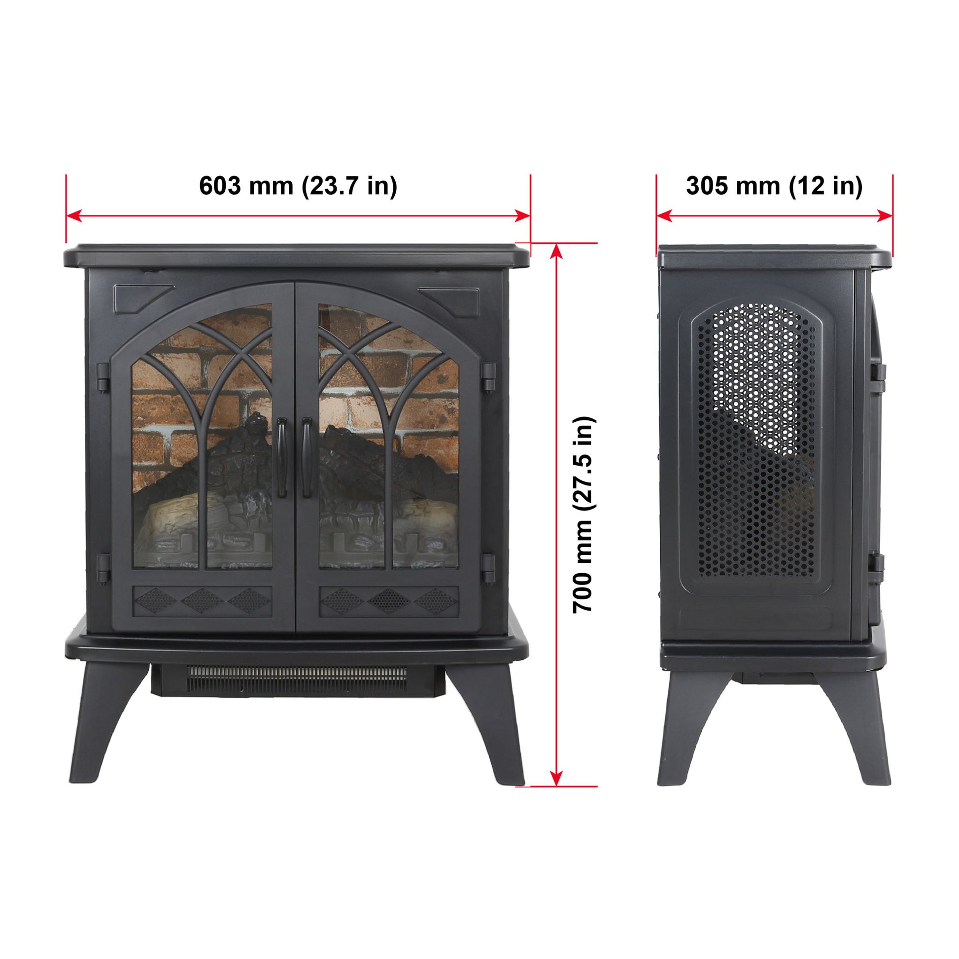 3D Flame Electric Infrared Quartz Fireplace Stove With Remote Control - Antique Black - Best Buy Furniture